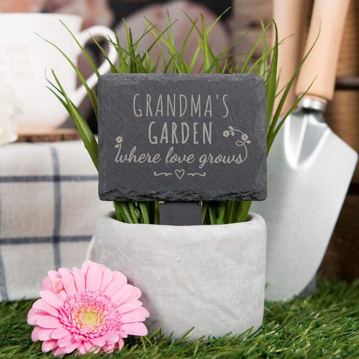 Personalised Engraved Slate Plant Marker - Where Love Grows