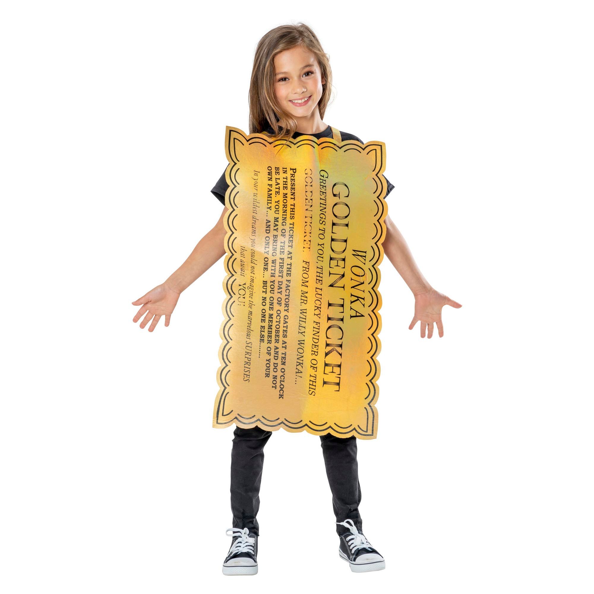 Willy Wonka Golden Ticket Tabard Children's Fancy Dress Costume - One Size (5-8 Years)