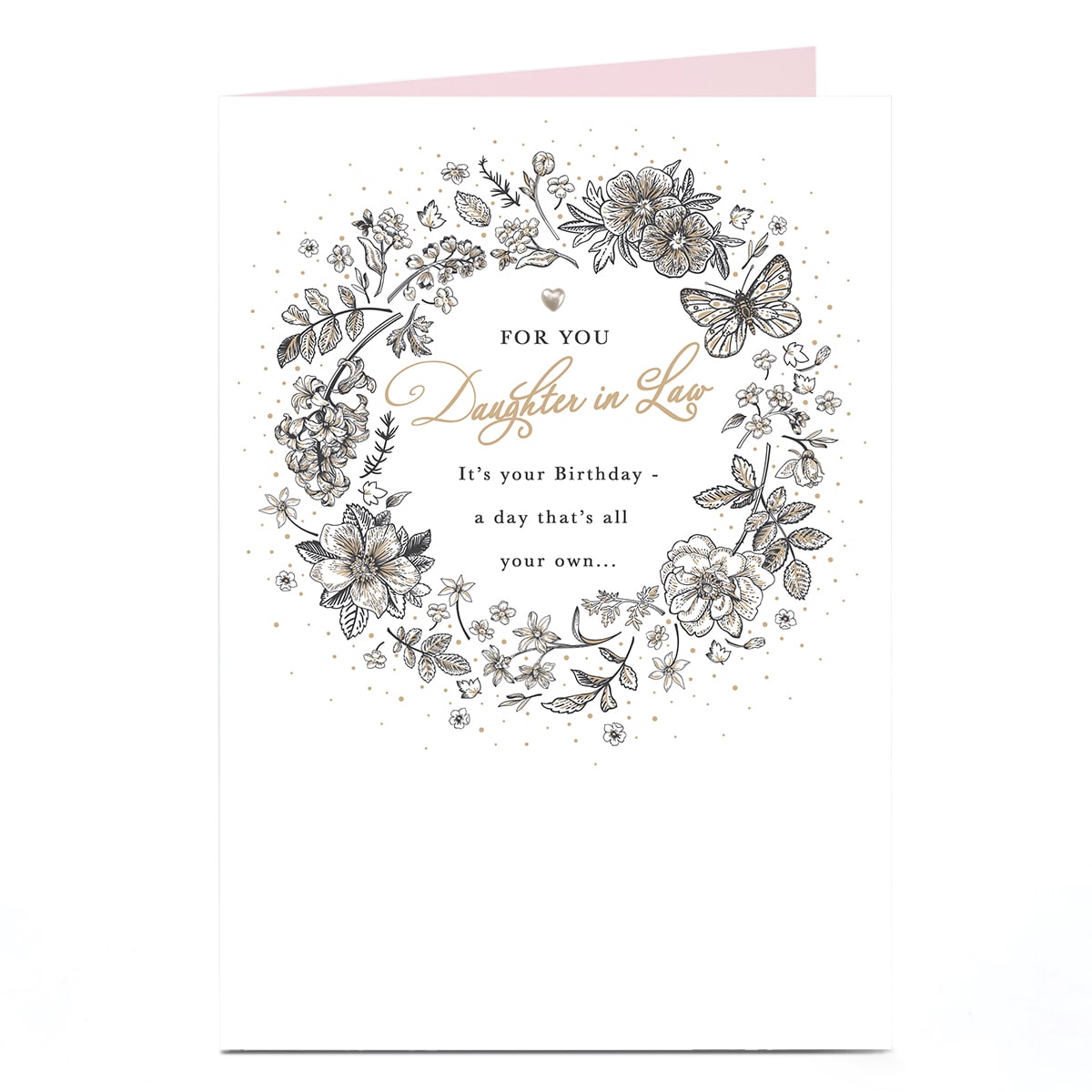 Birthday Card - Classic Flower Wreath, Daughter-in-Law