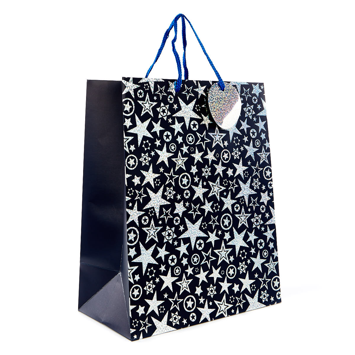 Large Portrait Blue Holographic Star Gift Bag