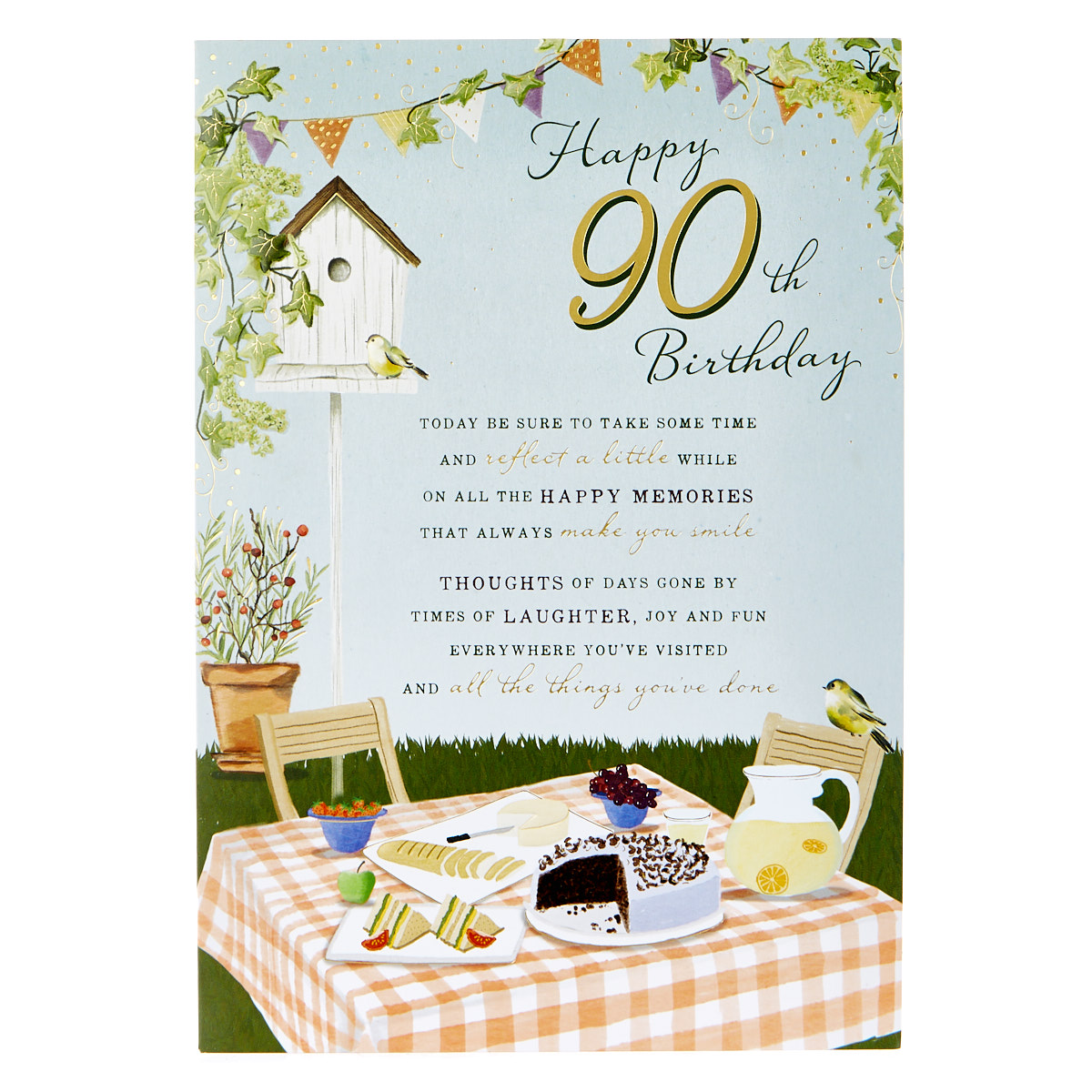 90th Birthday Card - Garden Picnic