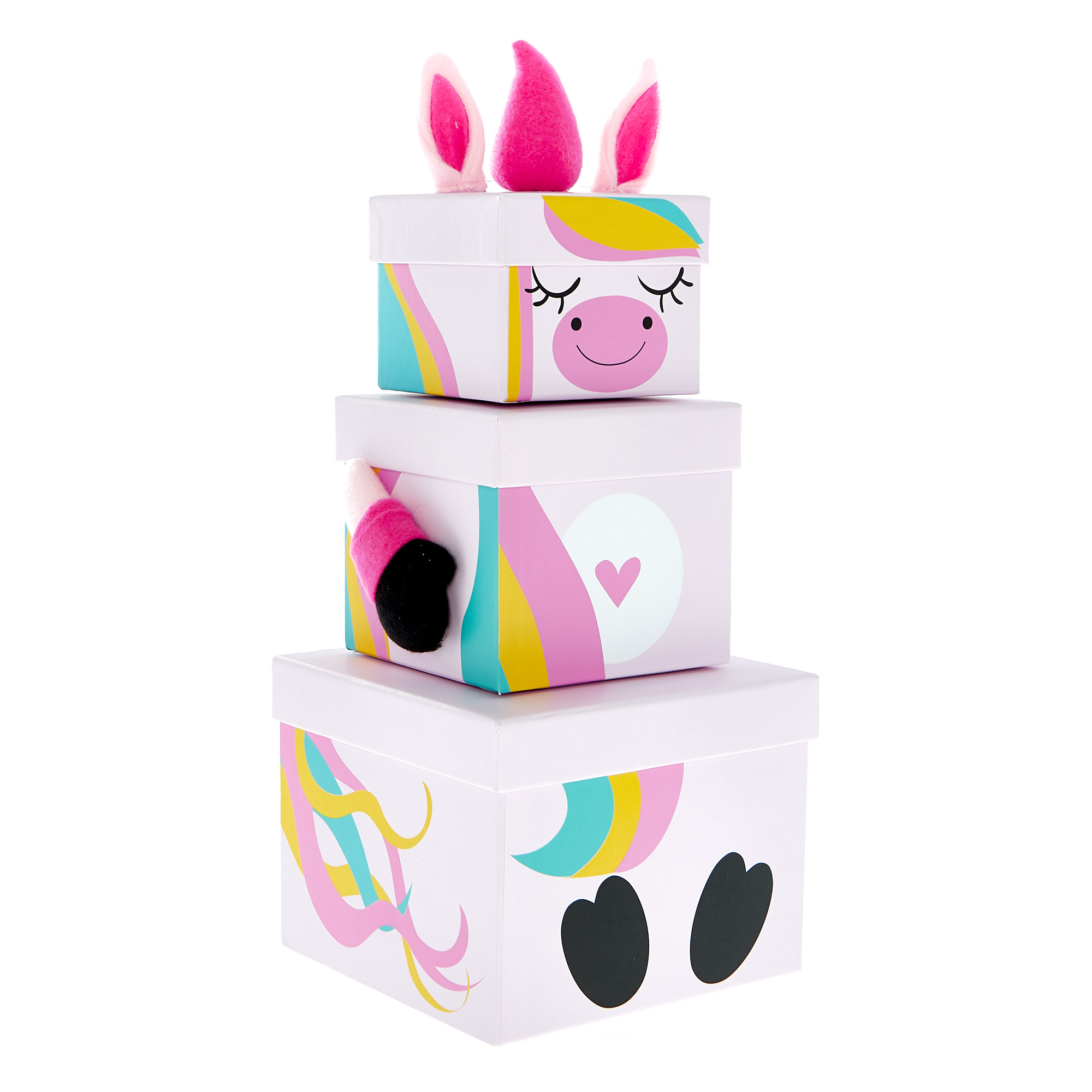 Stackable Plush Unicorn Gift Boxes - Set of 3