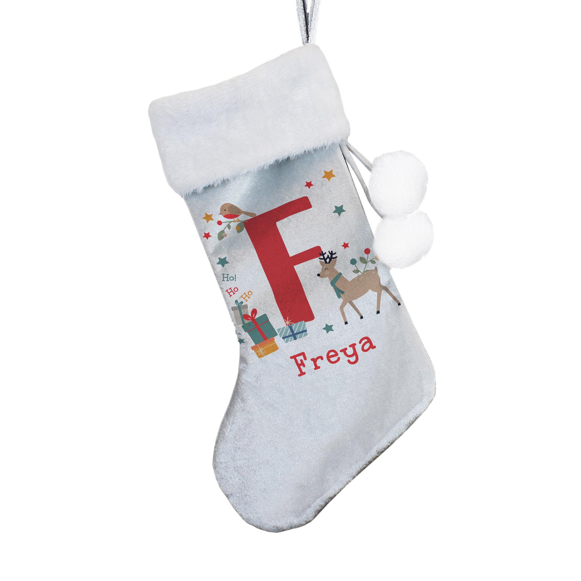 Personalised Initial Reindeer Christmas Stocking