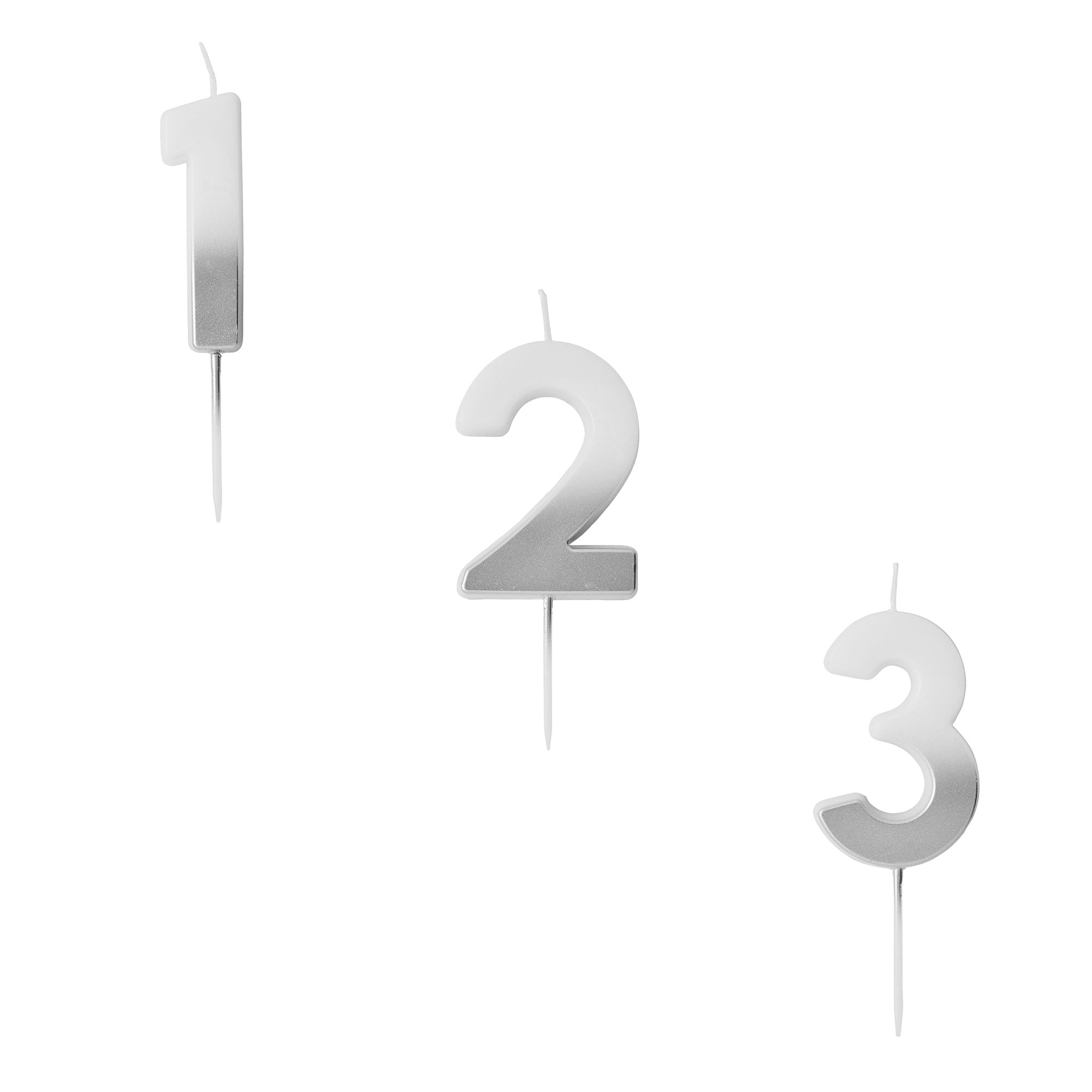 Silver Ombre Number Cake Candle (0-9)