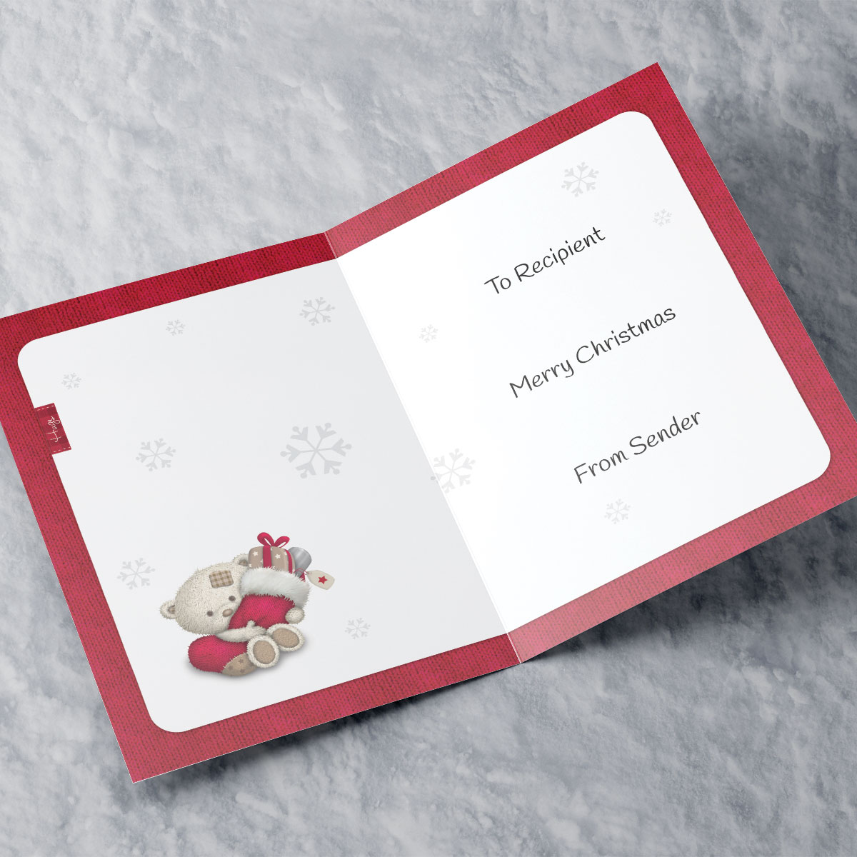 Personalised Hugs Bear Christmas Card - Baby Bear 1st Christmas