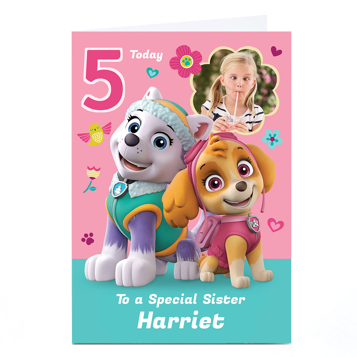 Photo Paw Patrol Birthday Card - Skye & Everest, Editable Age