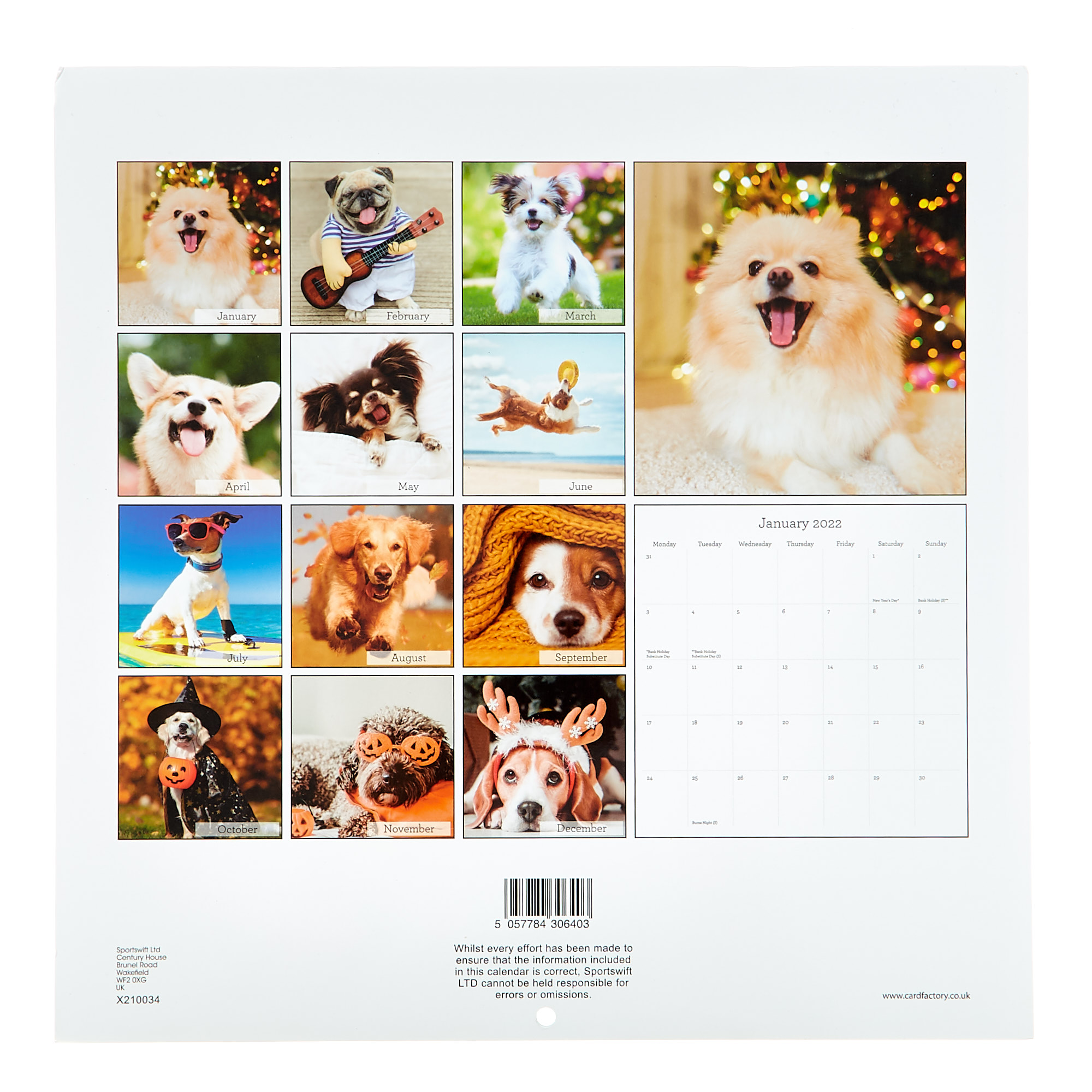 Square 2022 Dog Calendar 