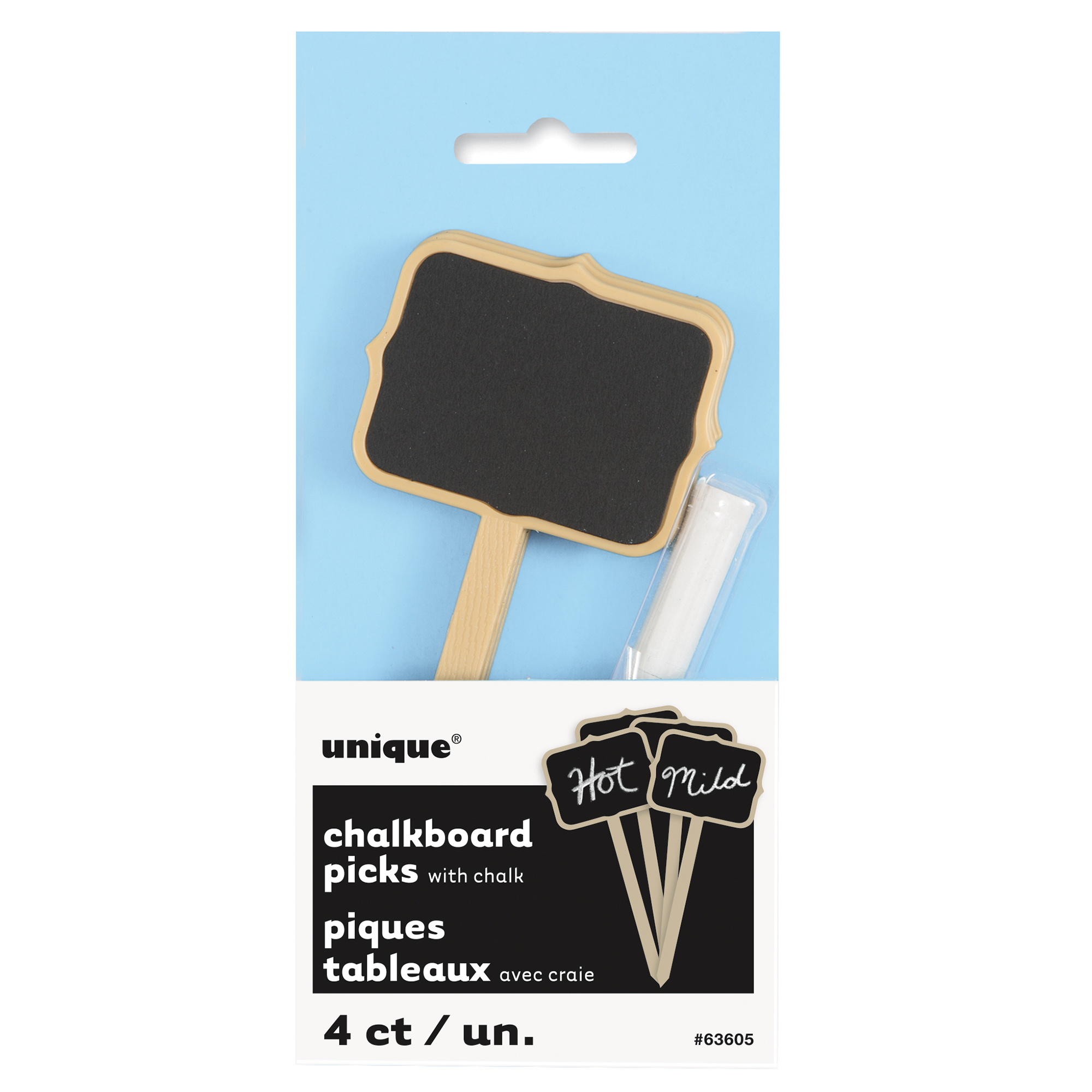 Chalkboard Food Sign Picks With Chalk - Pack Of 4
