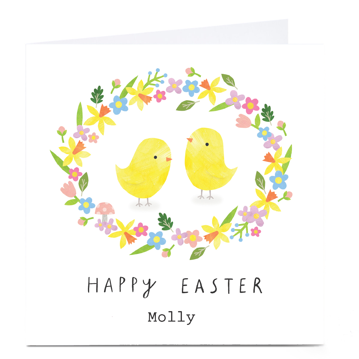 Personalised Lemon & Sugar Easter Card - Chicks in Wreath