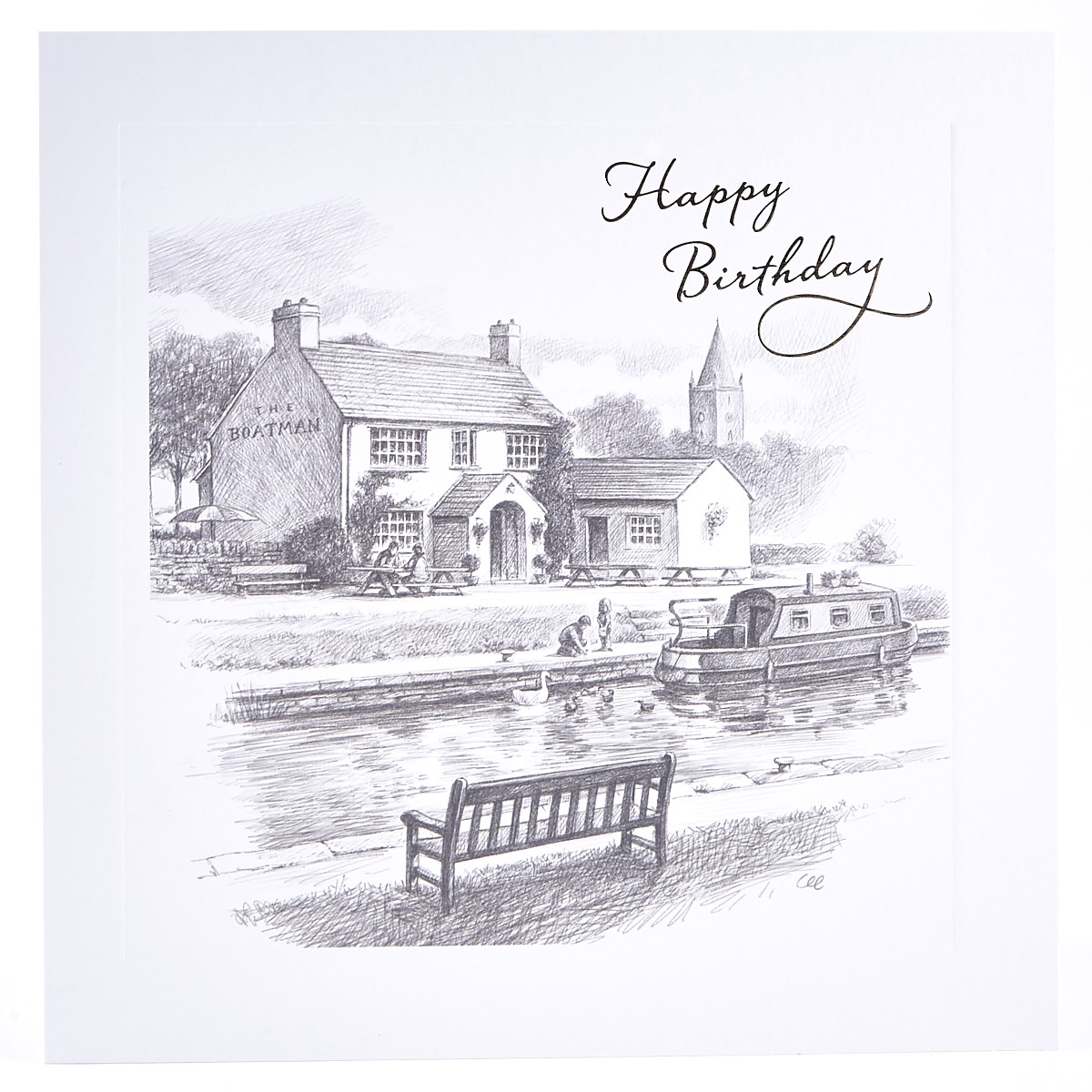 Platinum Collection Birthday Card - Traditional Pub Sketch