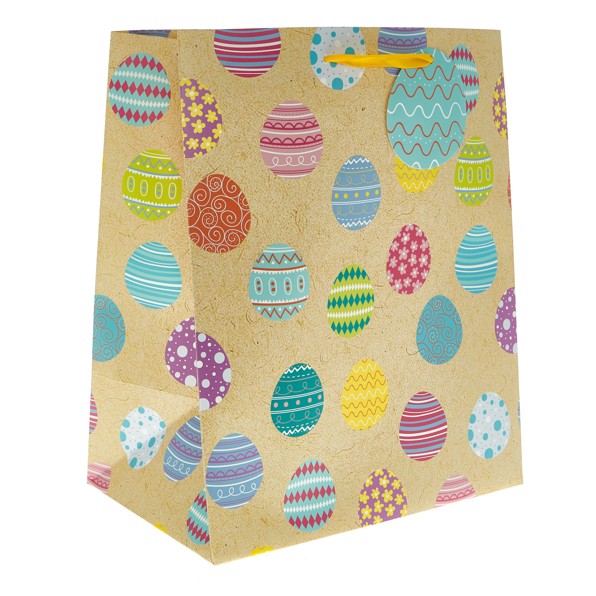 Large Portrait Kraft Egg Pattern Easter Gift Bag