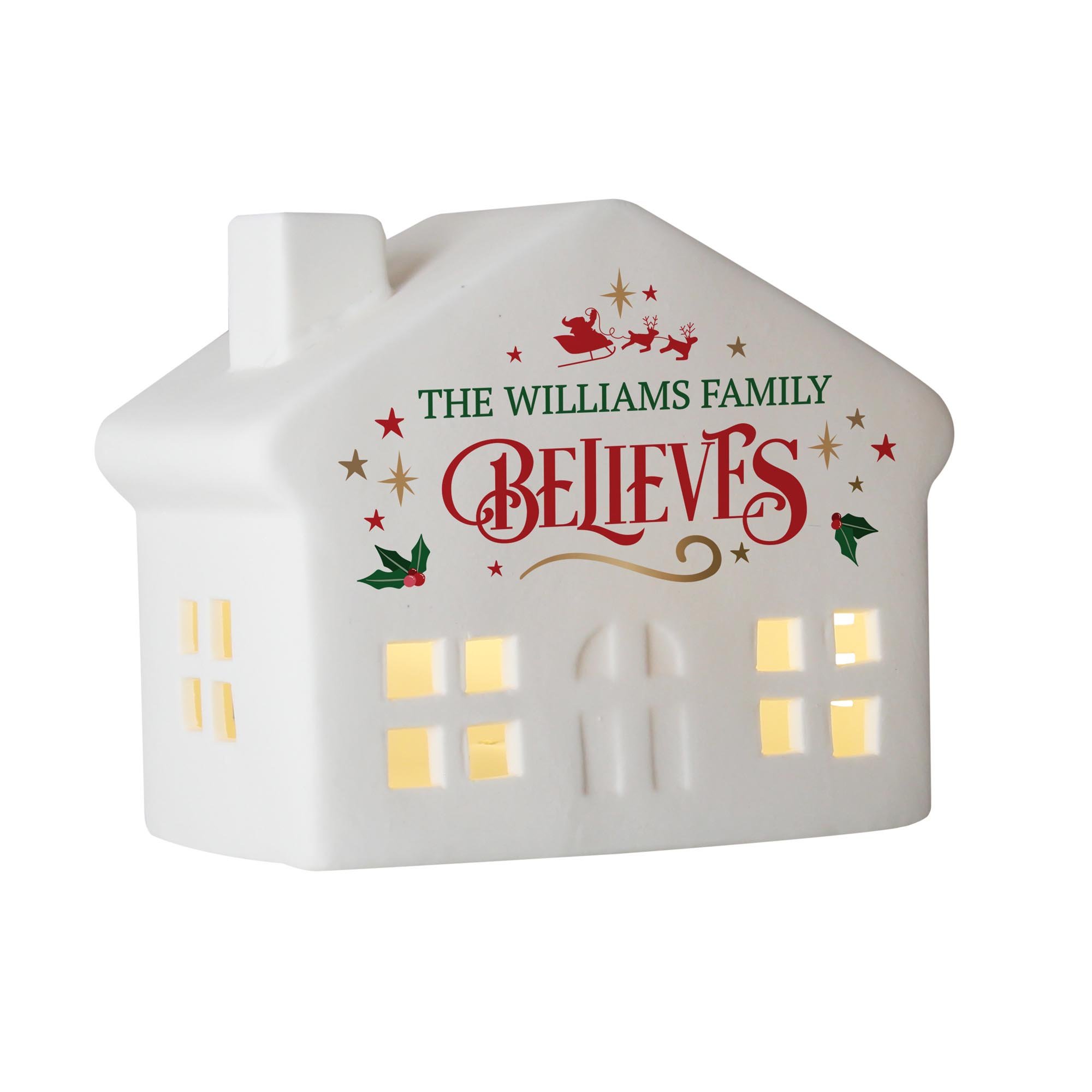 Image of Personalised Believe in Christmas LED House | Christmas Gifts