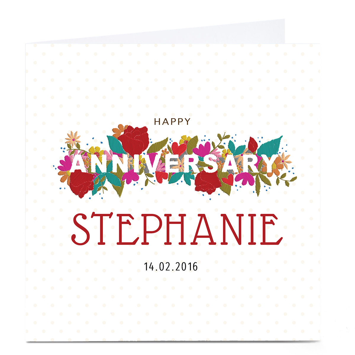 Personalised Anniversary Card - Red Floral