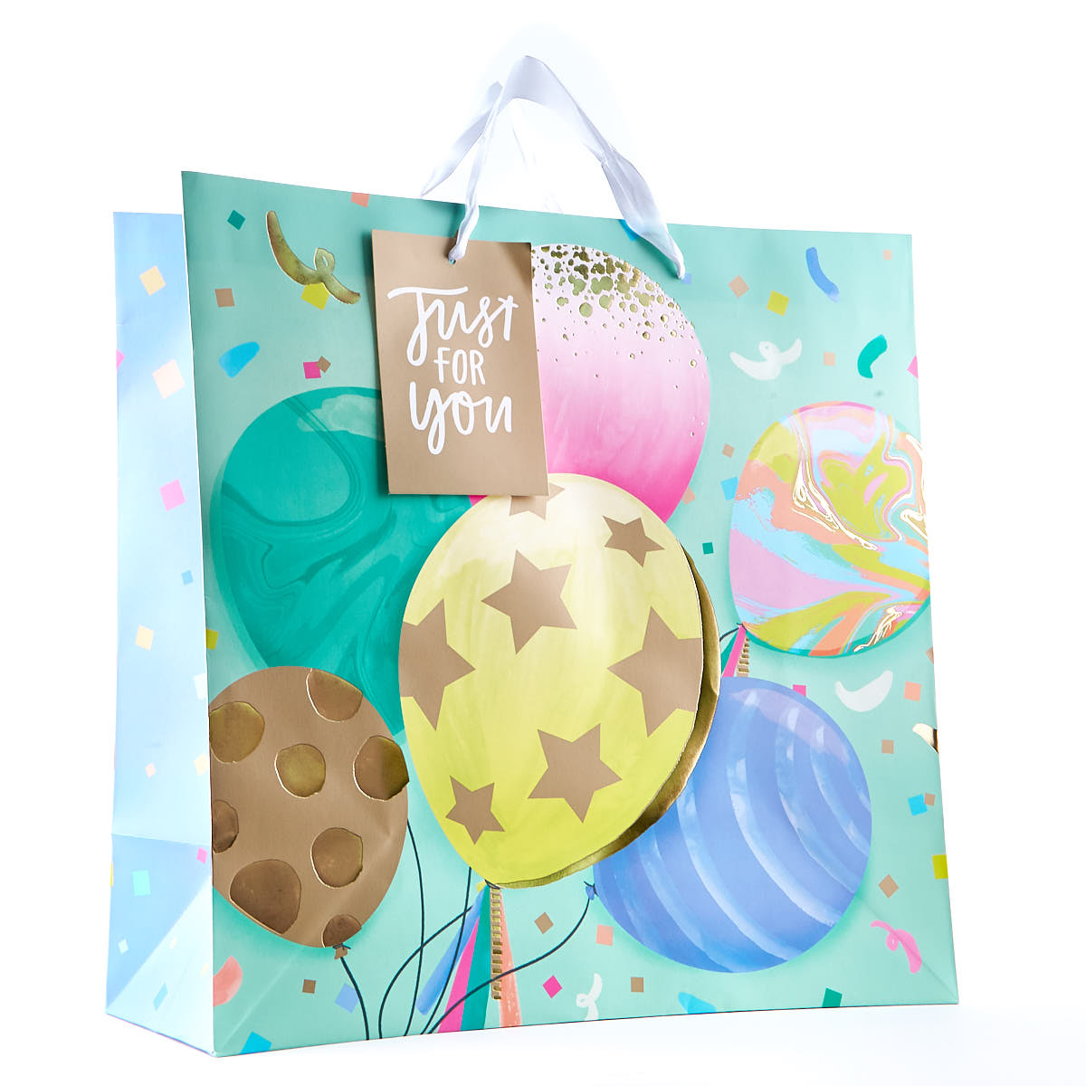 Extra Large Square Colourful Balloons Gift Bag