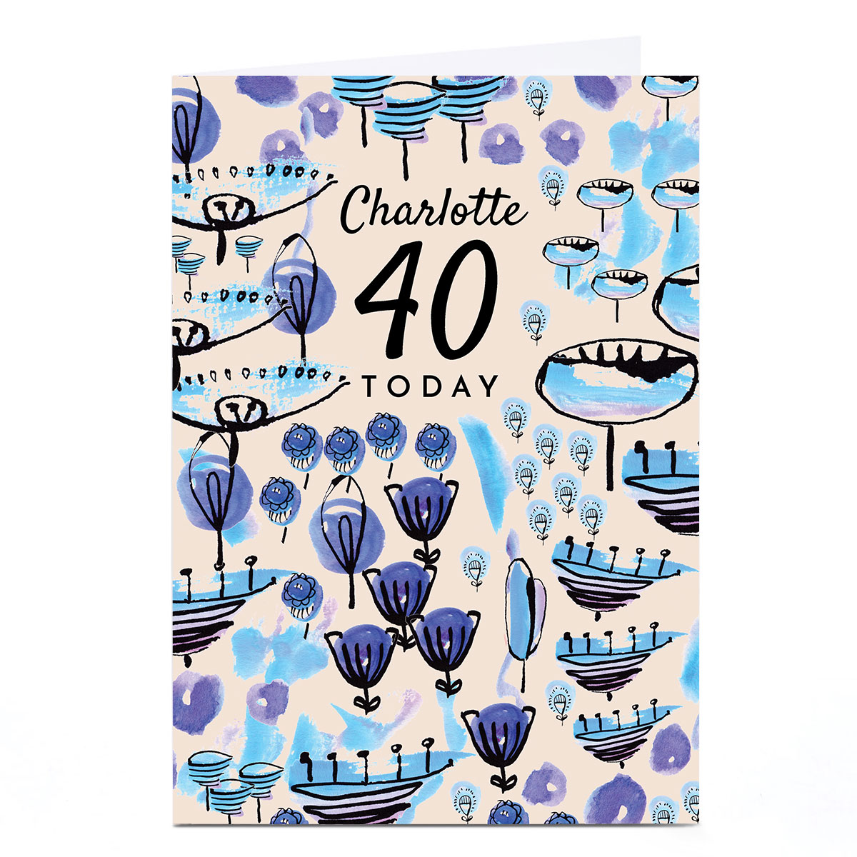 Personalised Rebecca Prinn 40th Birthday Card - Blue