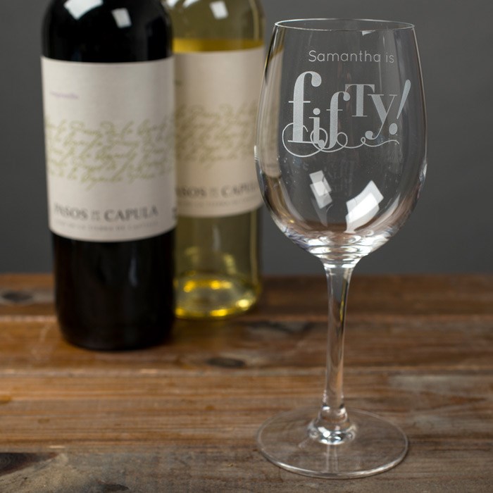 Personalised 50 Years Old Wine Glass