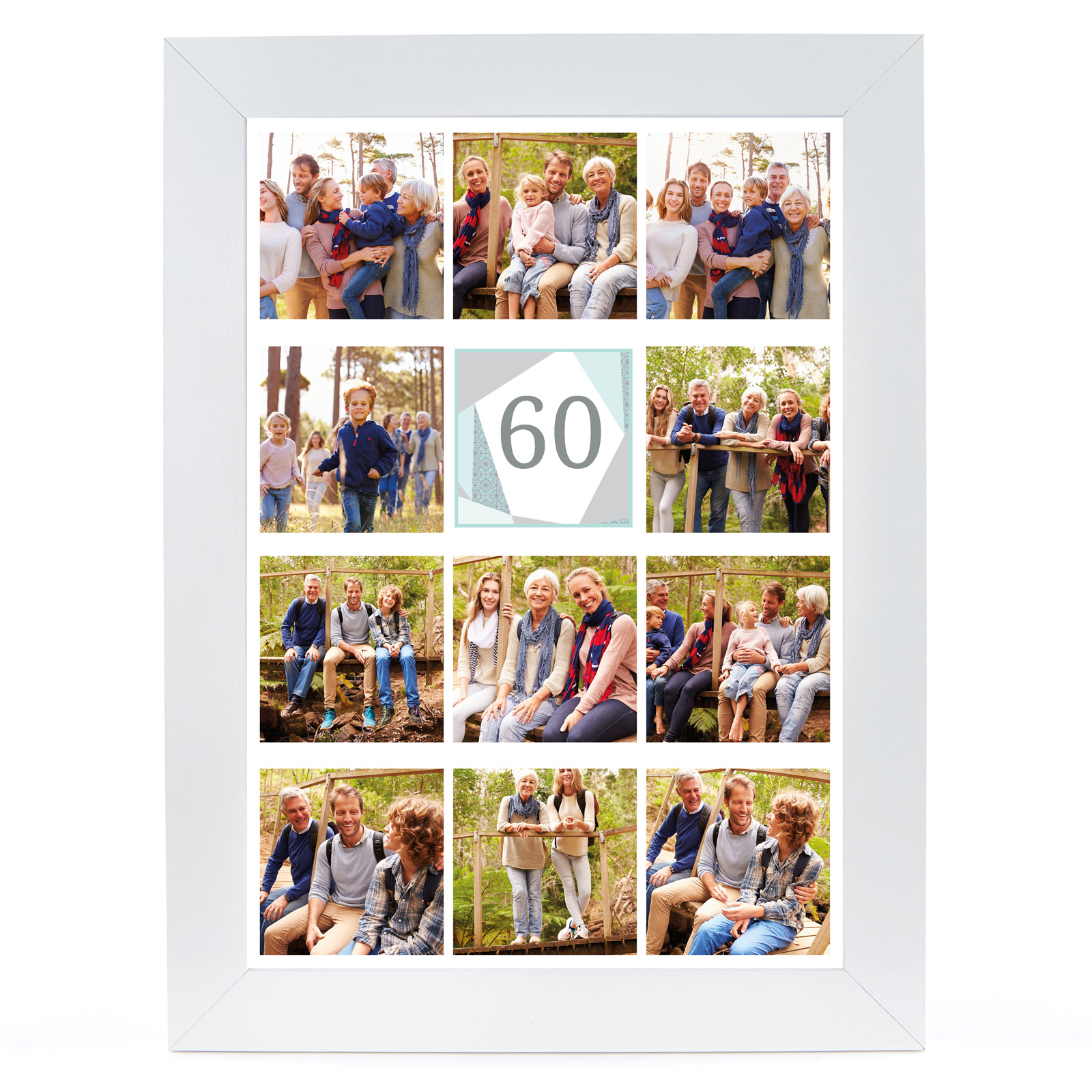 Personalised 60th Milestone Age Photo Print - Geometric Mint