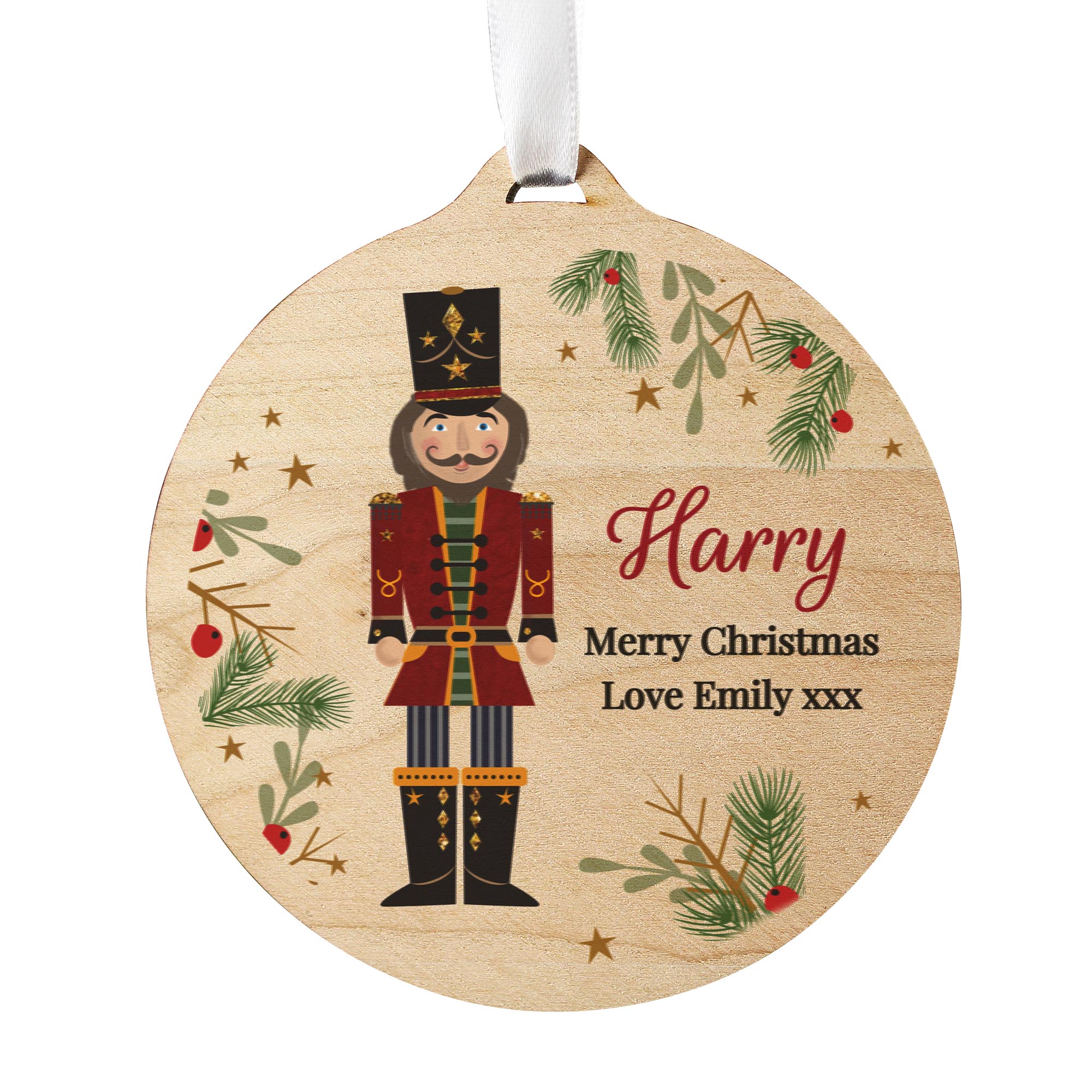 Image of Personalised Christmas Nutcracker Wooden Bauble | Christmas Gifts