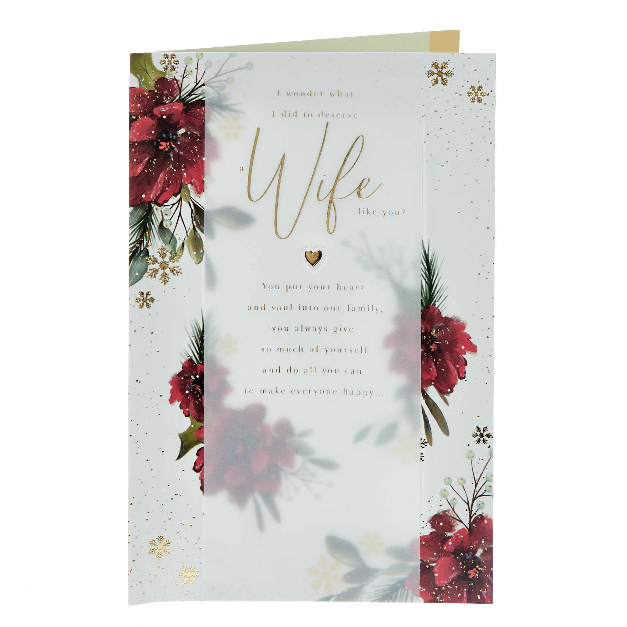 Premium Wife Red Flowers Christmas Card