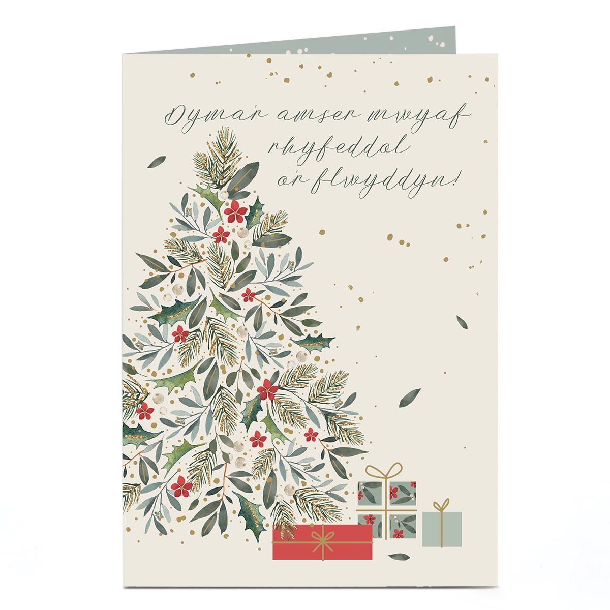 Welsh Christmas Card - Foliage Tree
