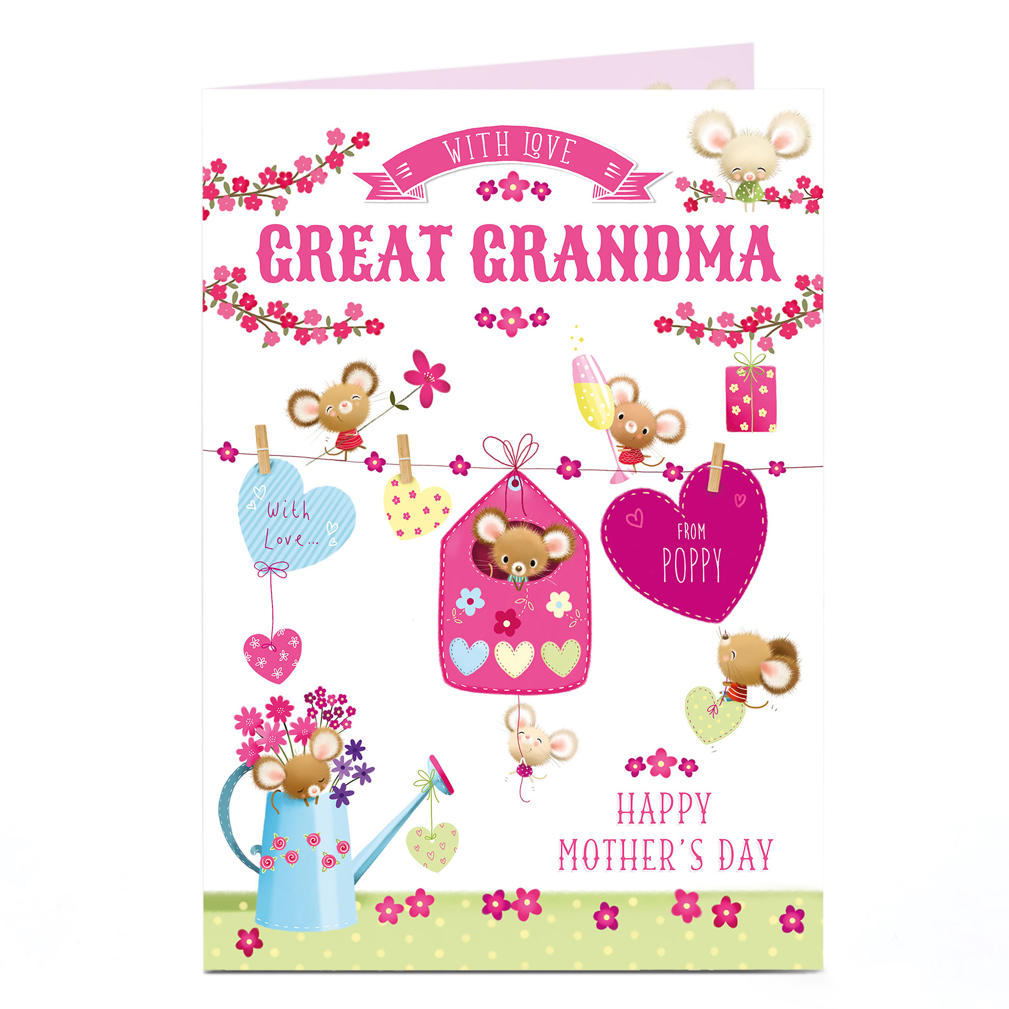 Personalised Mother's Day Card - Watering Can And Washing Line