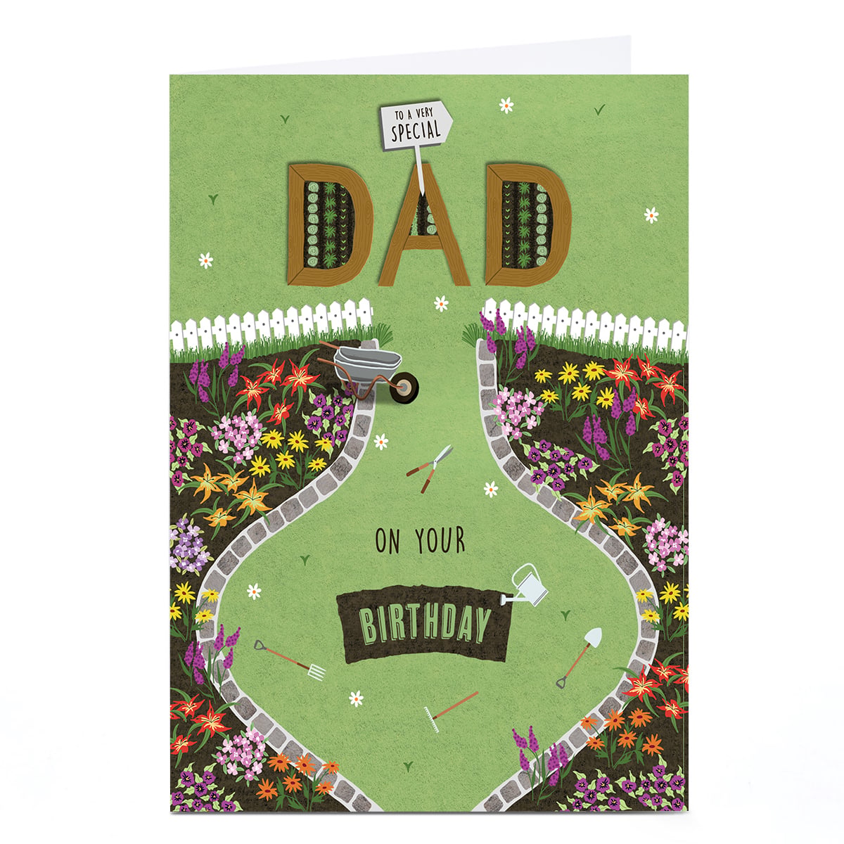 Birthday Card - Picket Fence Garden, Dad