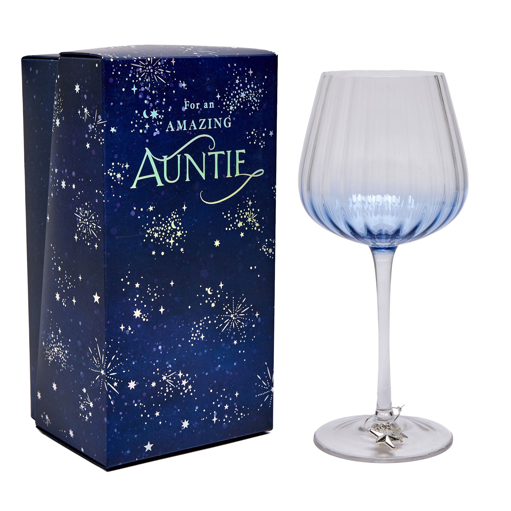 Amazing Auntie Wine Glass With Charm