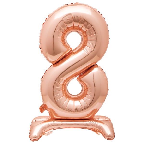 30-Inch Rose Gold Air-Fill Standing Number 8 Table Balloon