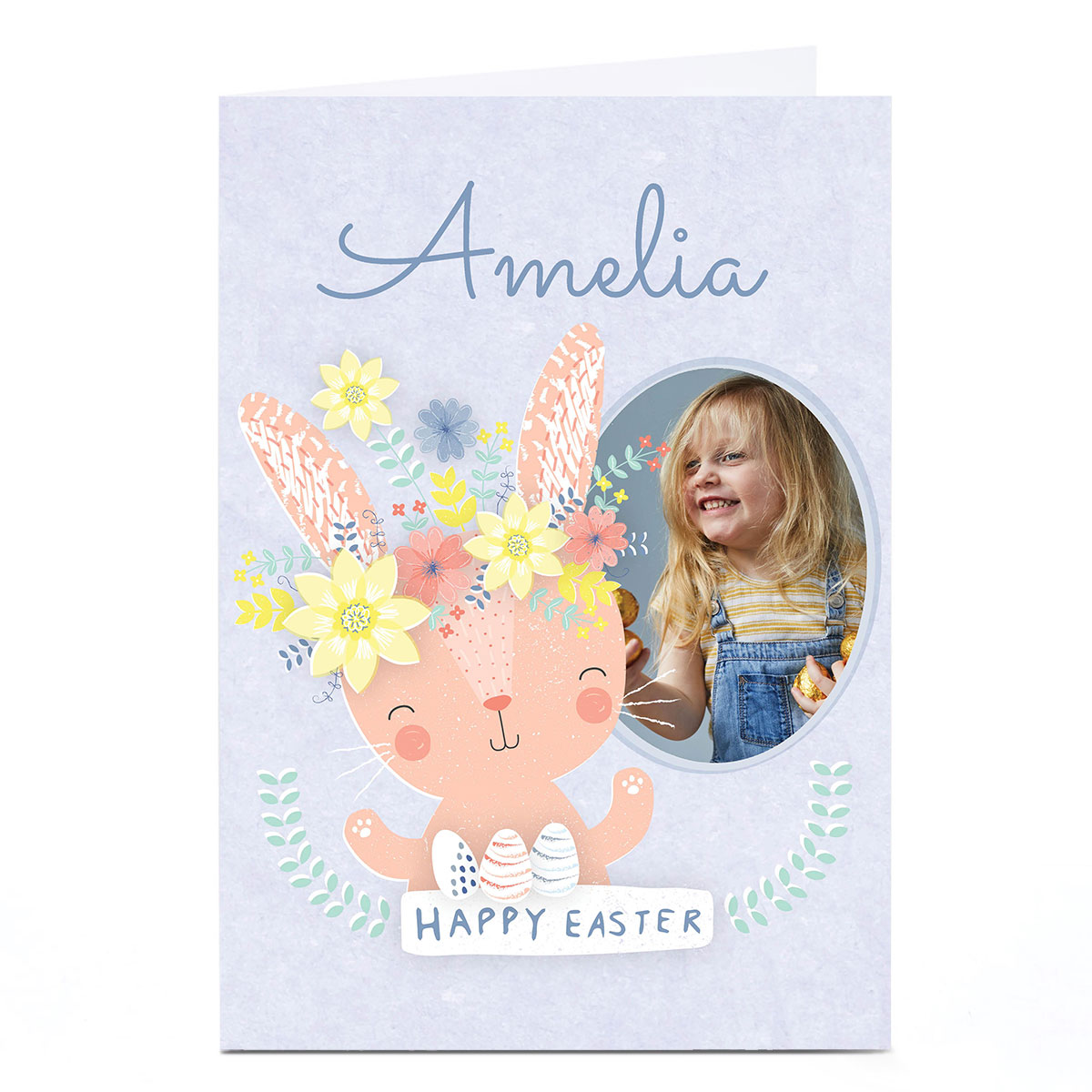 Photo Juniper & Rose Easter Card - Pink Bunny