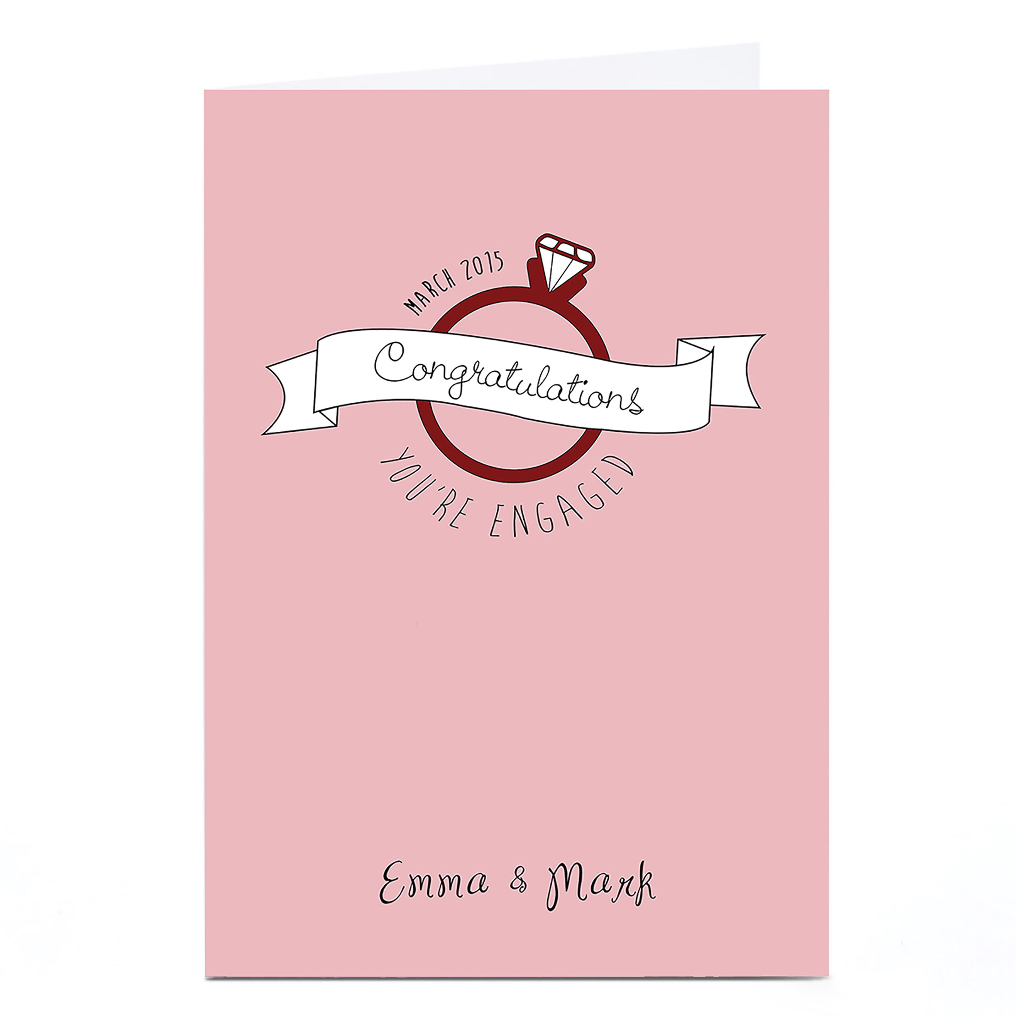 Personalised Engagement Card - Pink Diamond Ring