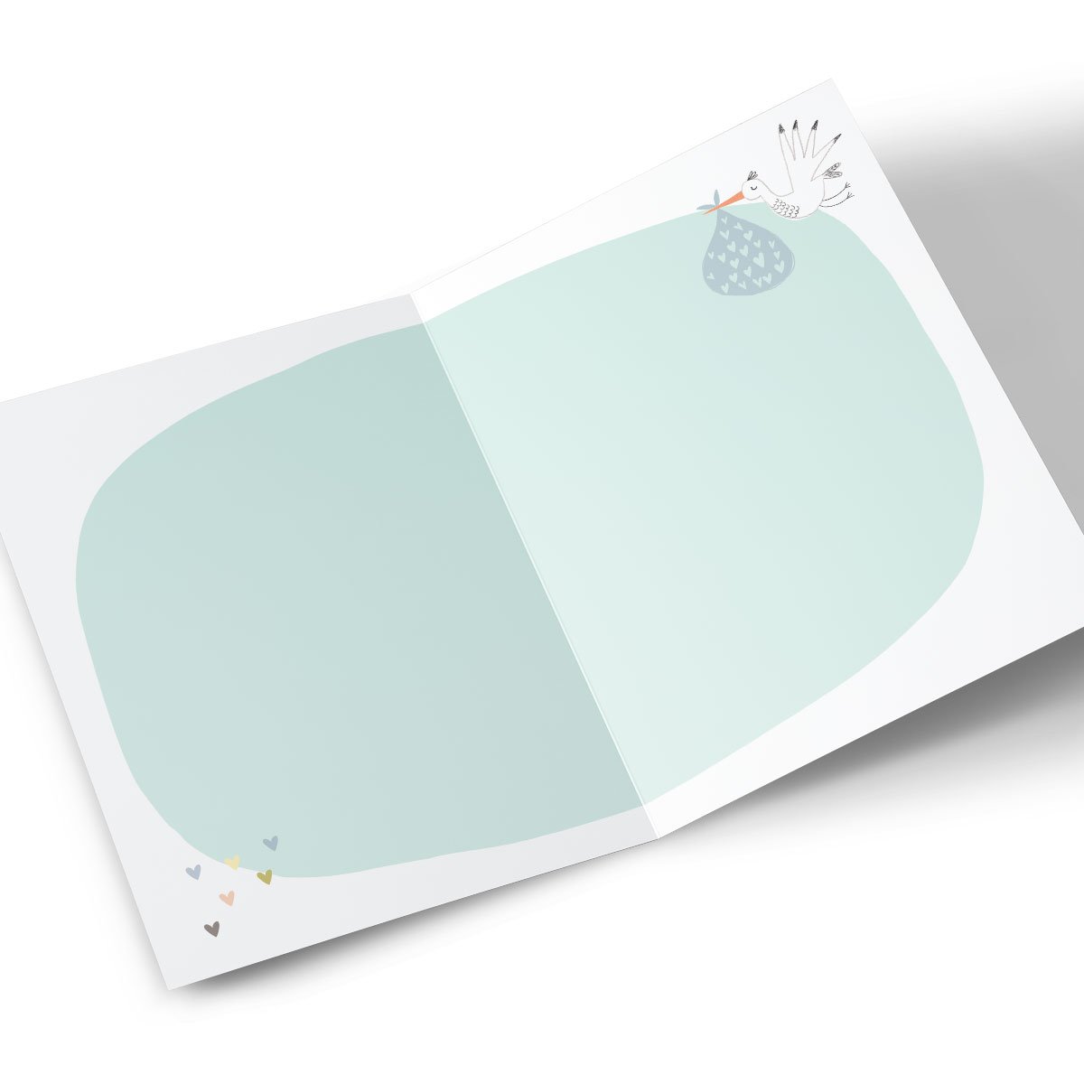 Personalised New Baby Card - Stork & Rainbow, Mint Green