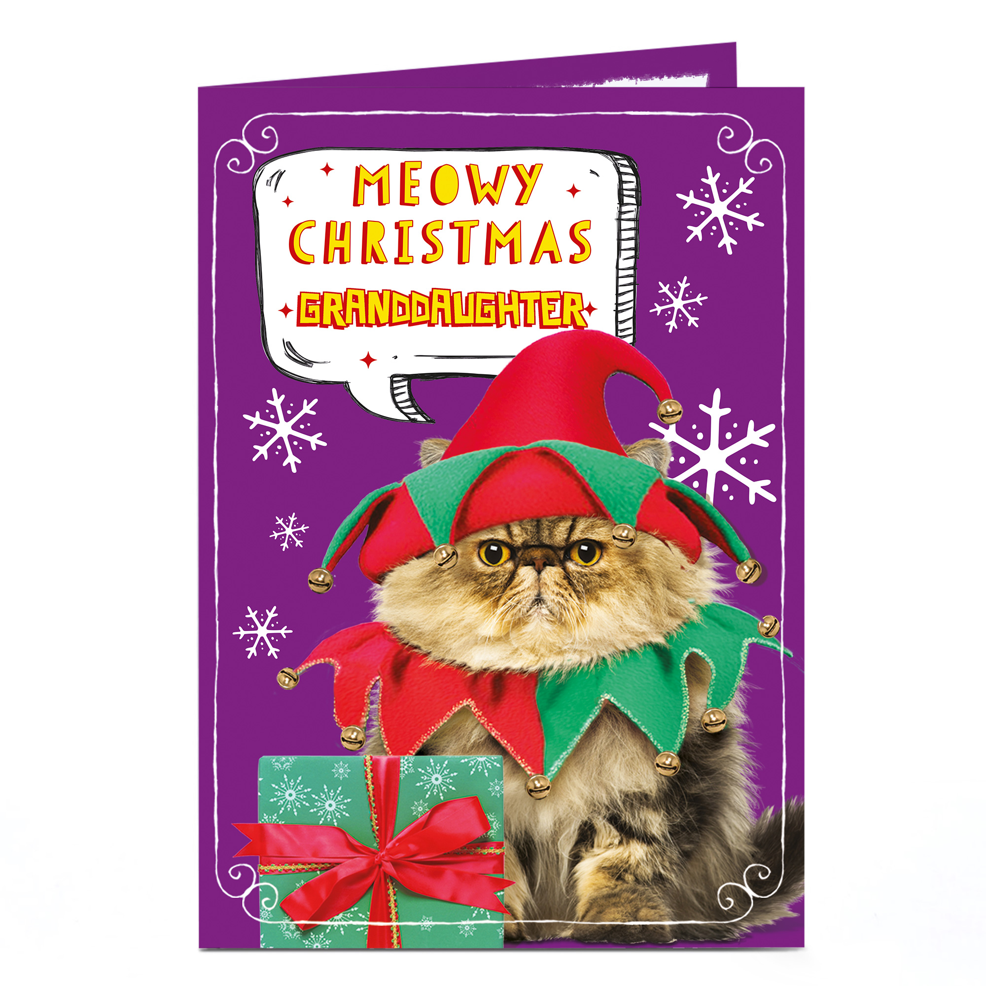 Personalised Christmas Card - Meowy Christmas Granddaughter