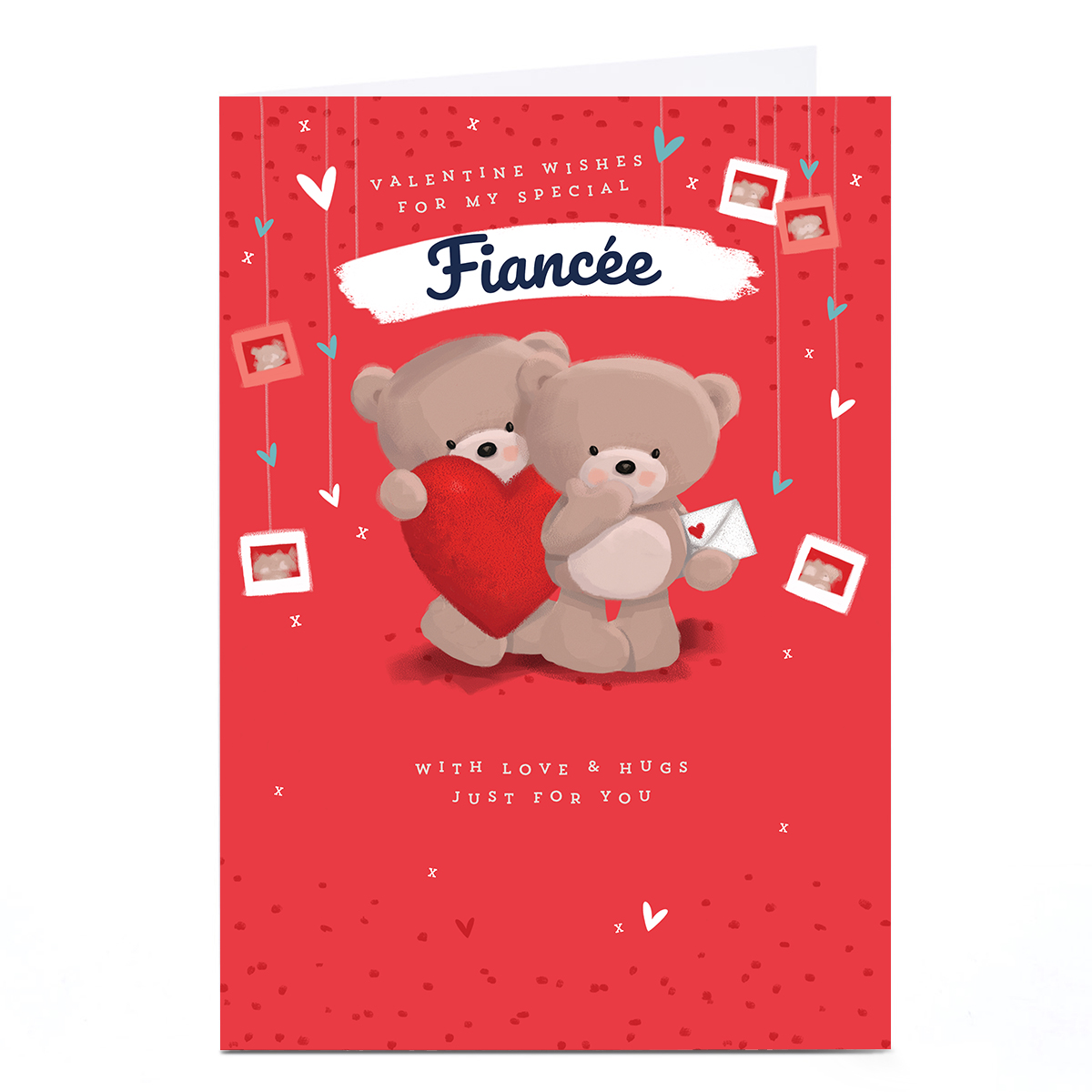 Personalised Hugs Valentine's Day Card - With Love and Hugs, Fiancee