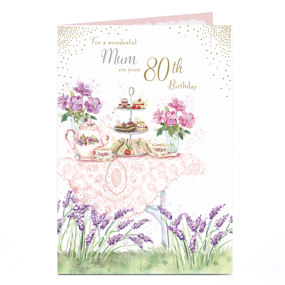 80th Birthday Card - Garden Tea Party, Mum