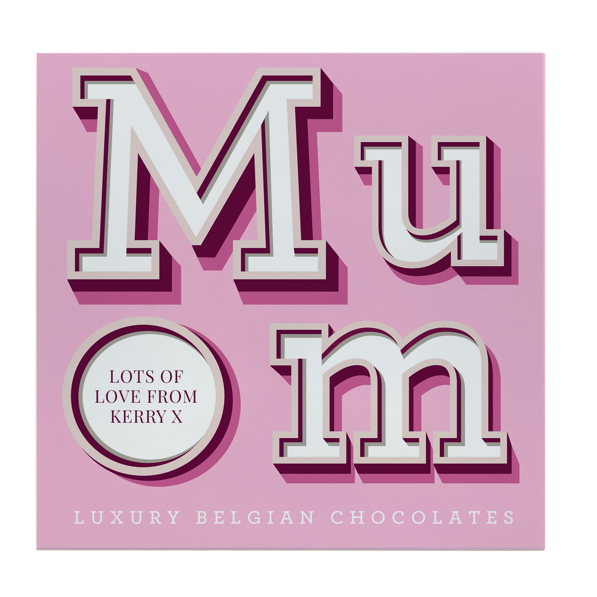 Personalised Belgian Chocolates - Mum Pink & White