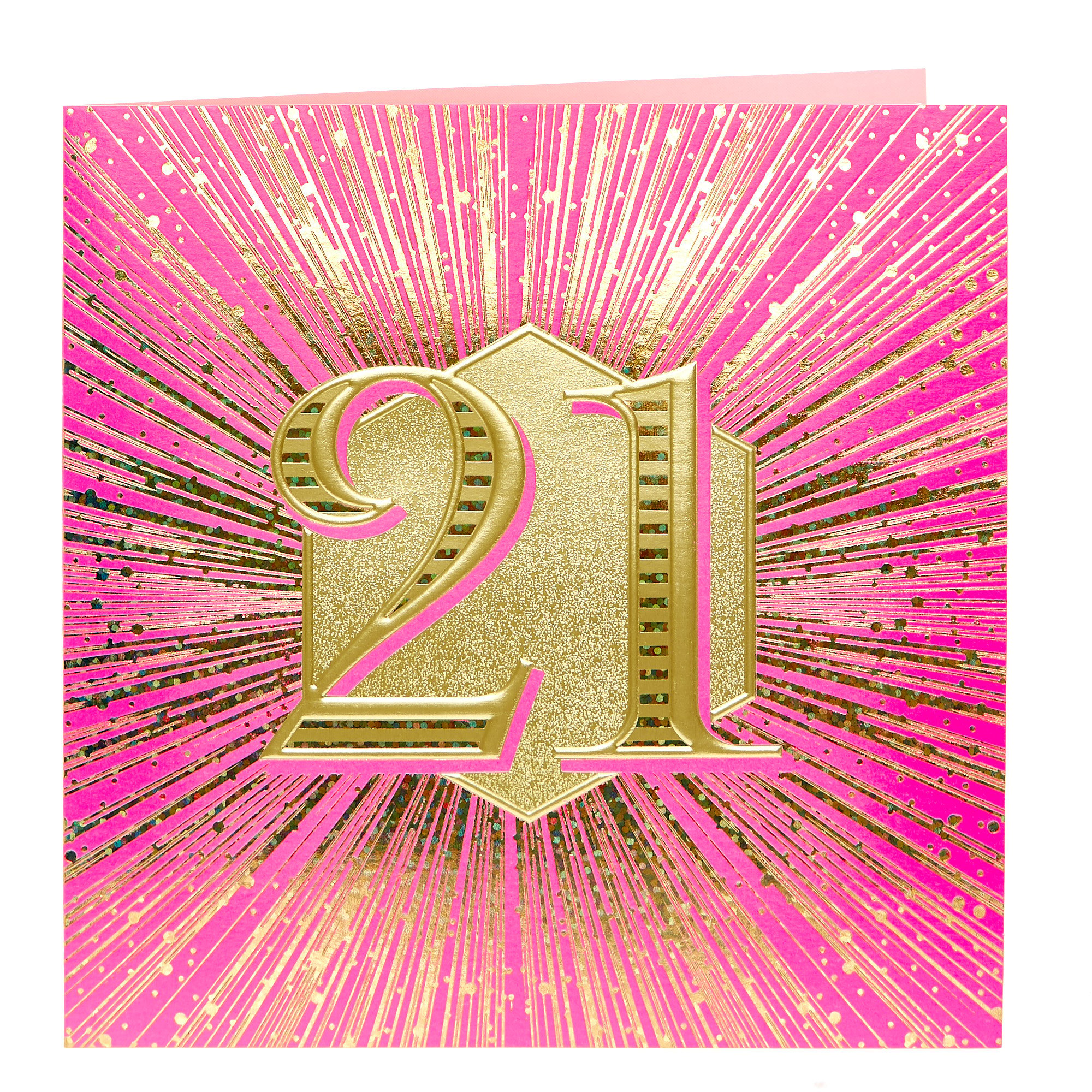 21st Birthday Card - Pink & Gold