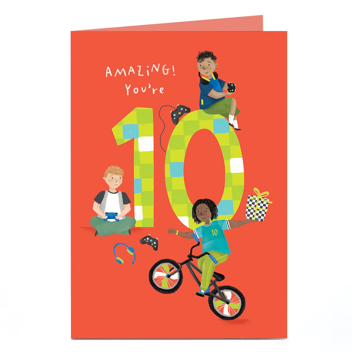 10th Birthday Card - Winning Gamer Boys