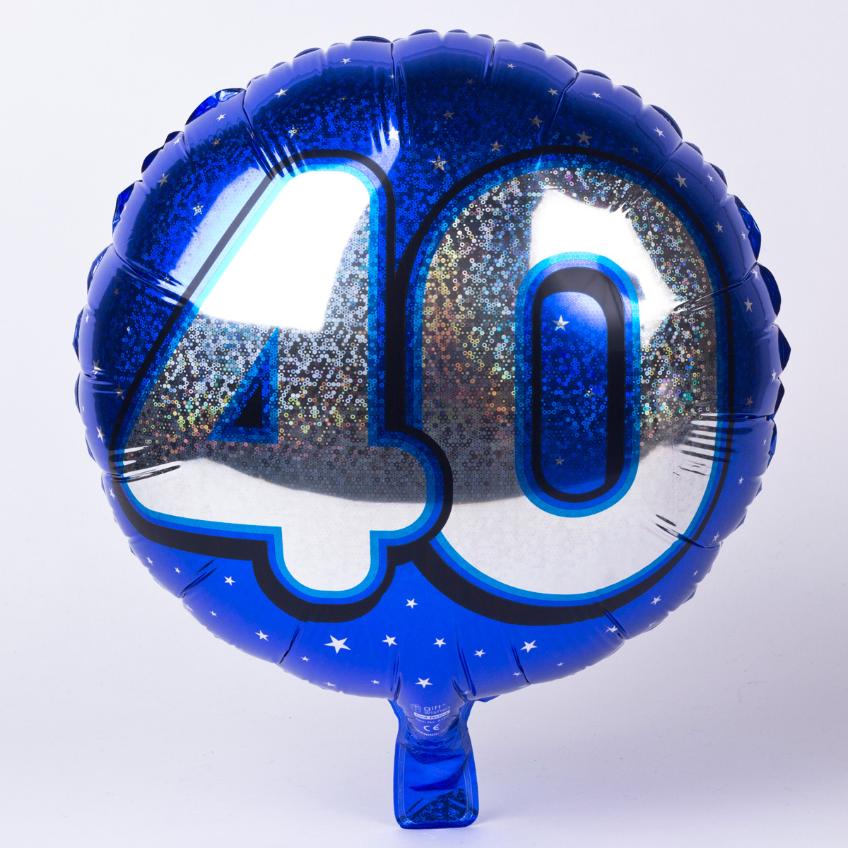 Holographic Blue Age 40 18-Inch Foil Helium Balloon