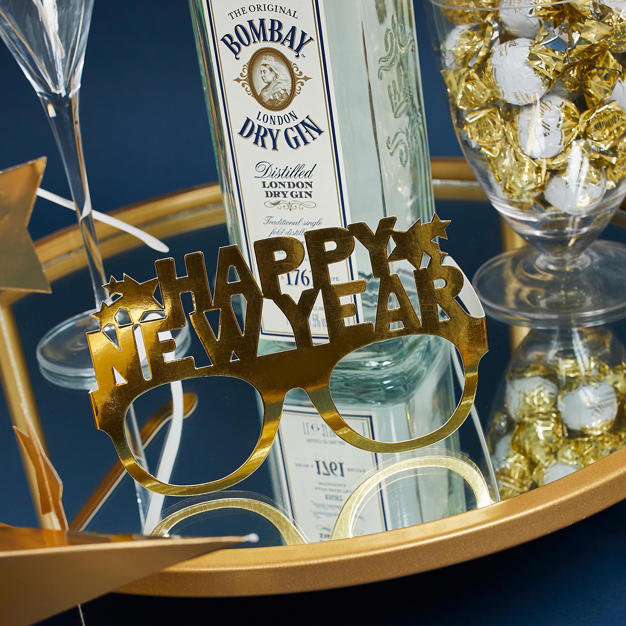 Gold Happy New Year Paper Glasses - Pack of 10