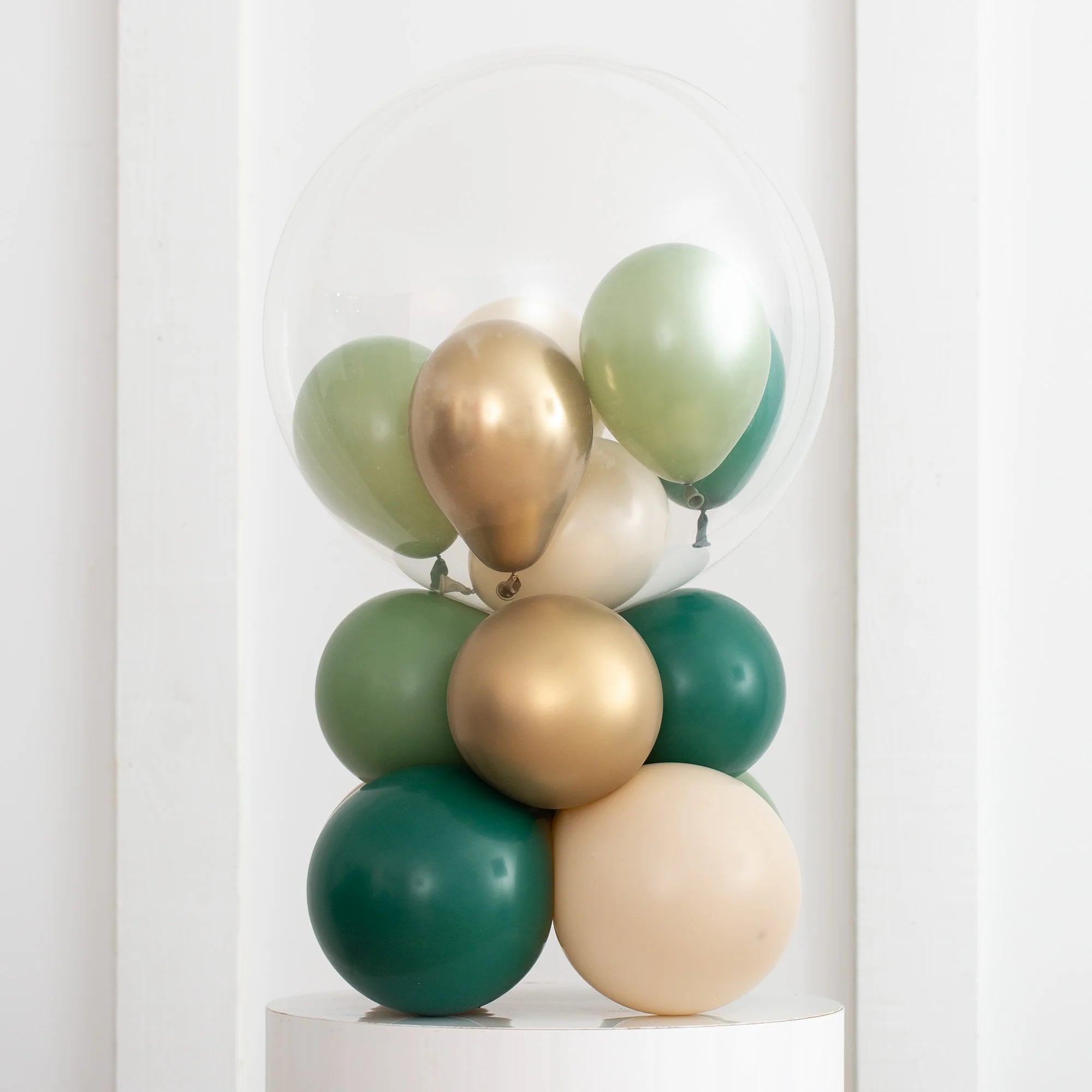 Personalised Green Mini Filled Bubble Balloon Stack - Delivered Inflated!