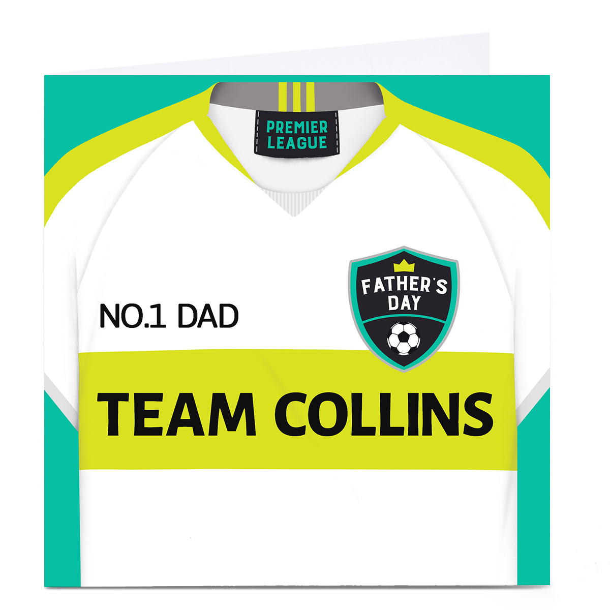 Personalised Father's Day Card - Football Shirt, Team Name