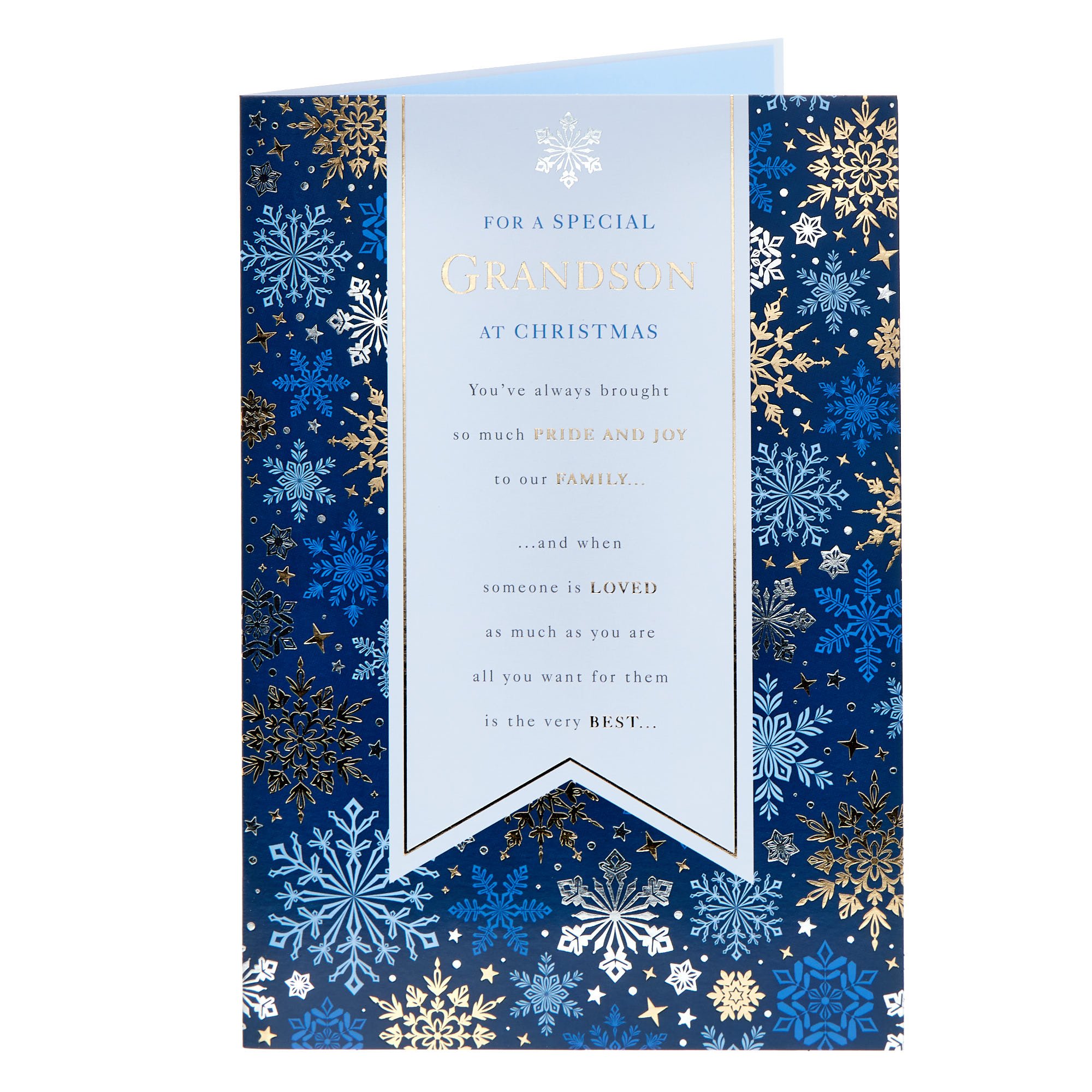 Grandson Verse & Snowflakes Christmas Card