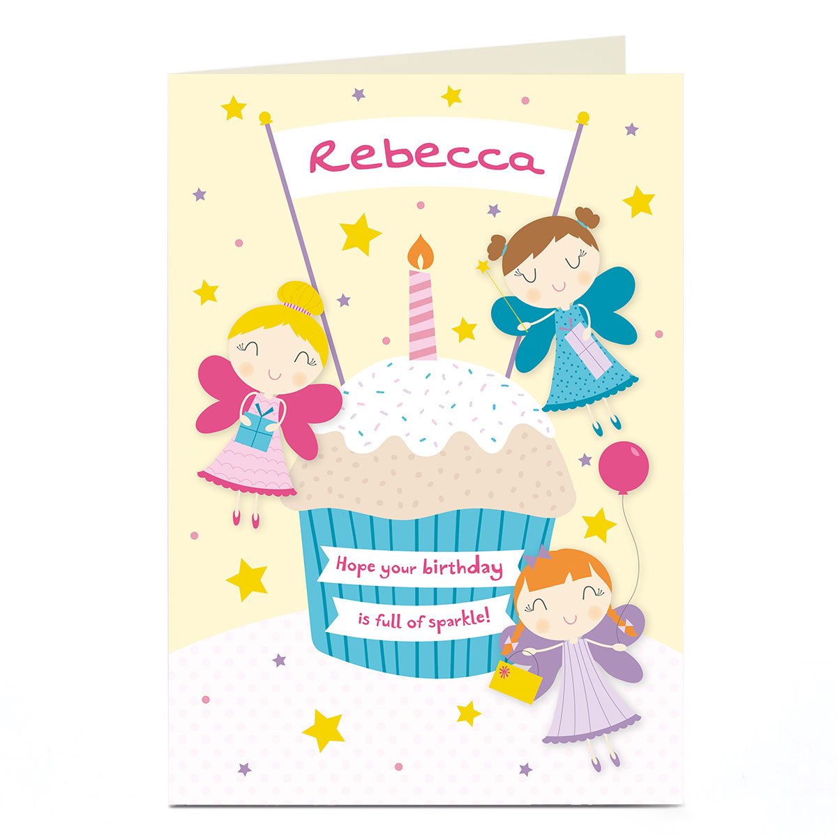 Personalised Birthday Card - Fairies and Cupcakes, Any Name