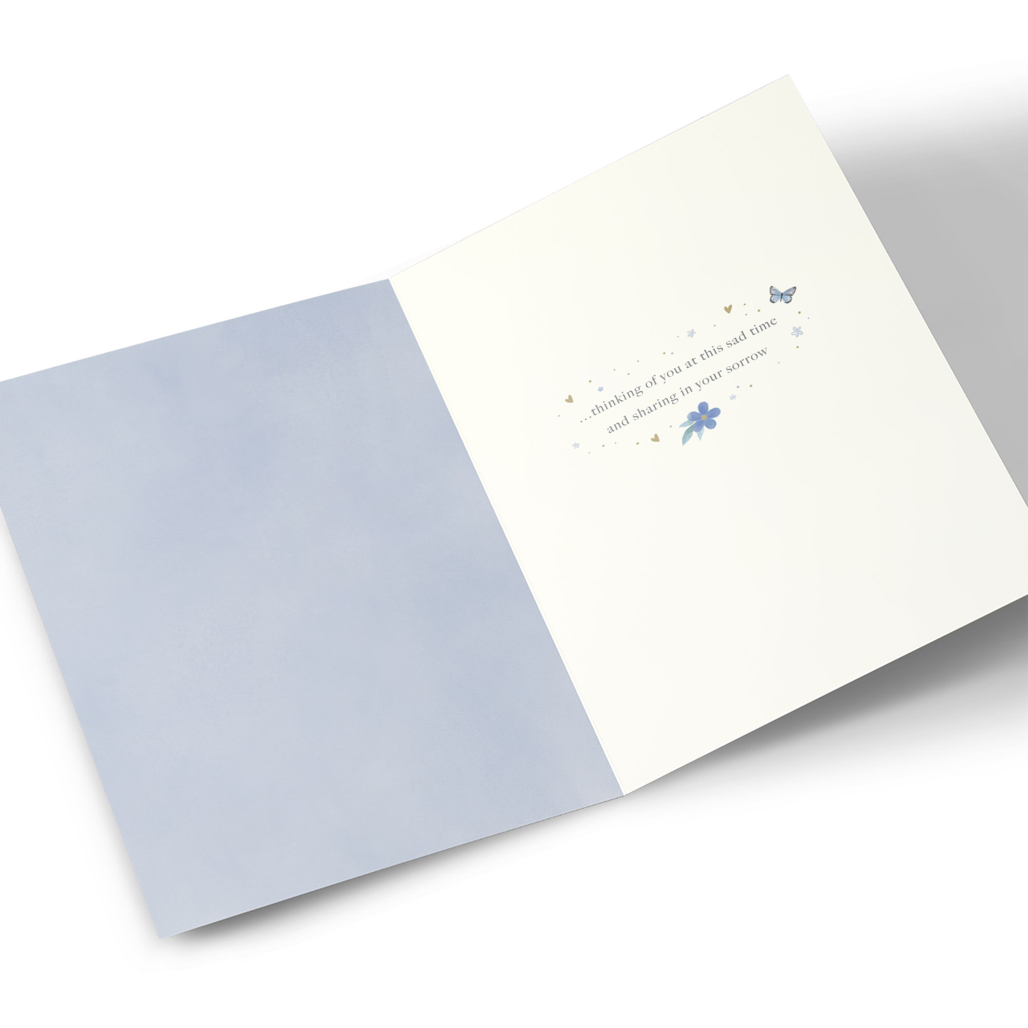 Personalised Sympathy Card - Blue Butterflies with words 