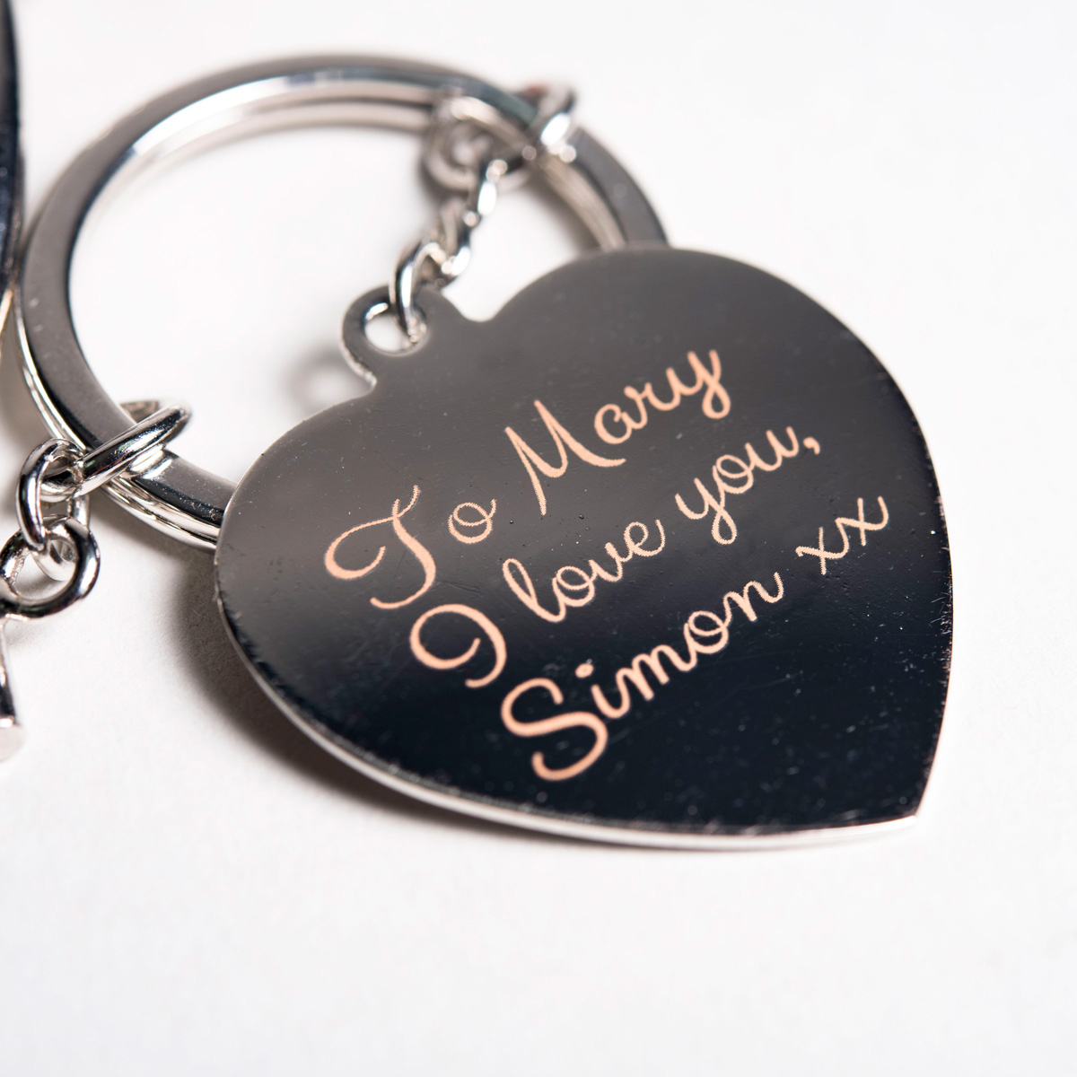 Personalised Engraved Key Ring - Silver Plated Rose