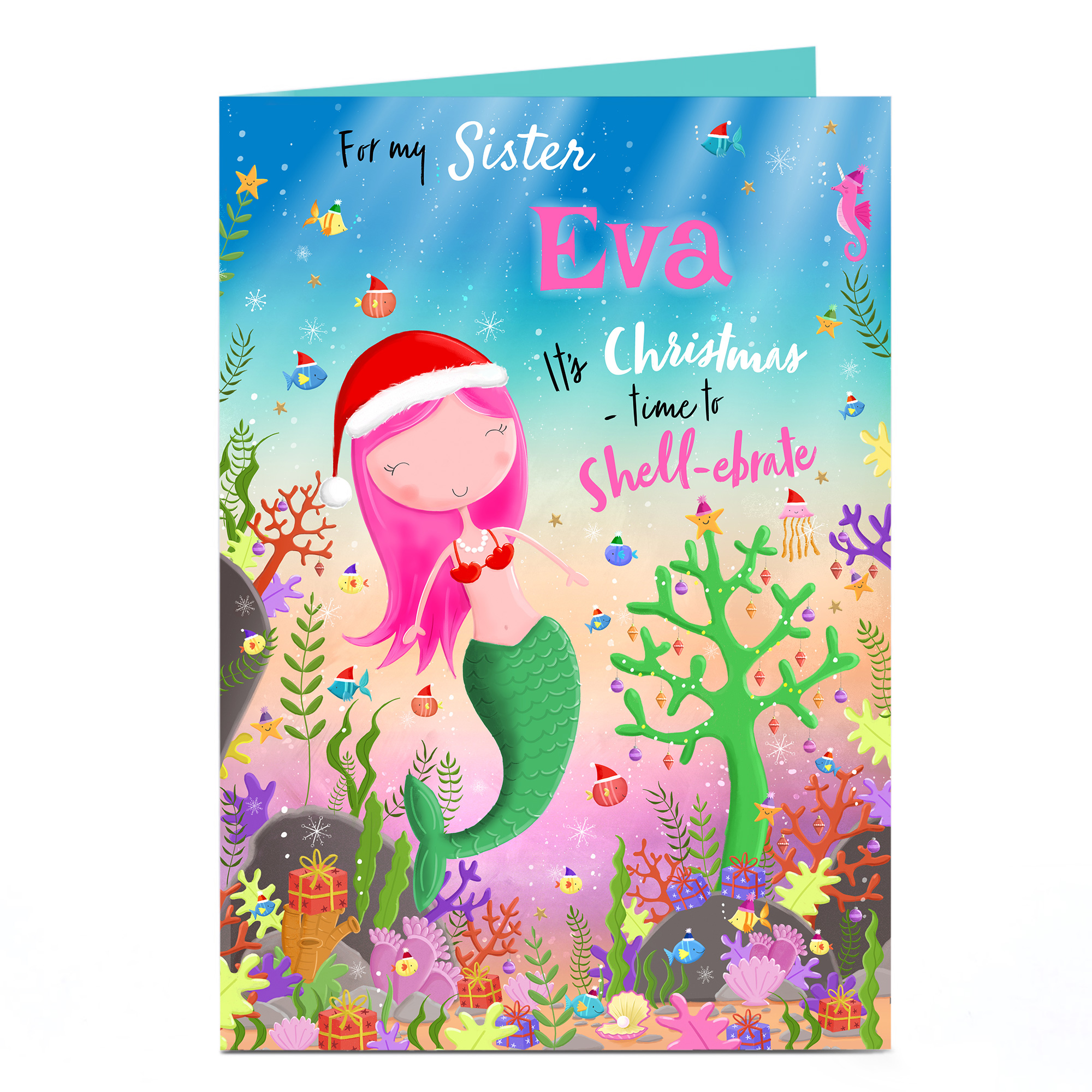 Personalised Christmas Card - Christmas Mermaid