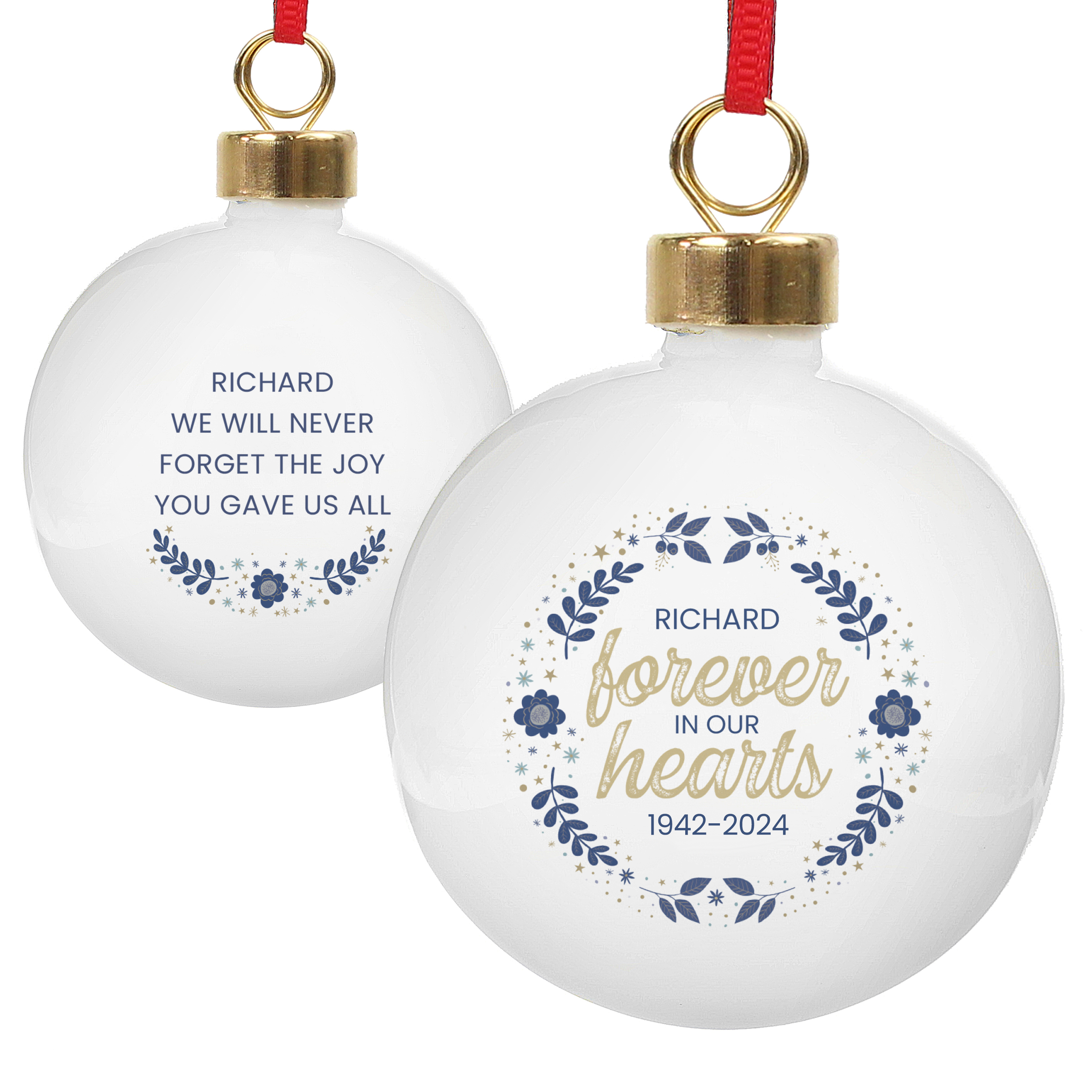 Personalised Forever In Our Hearts Ceramic Christmas Bauble