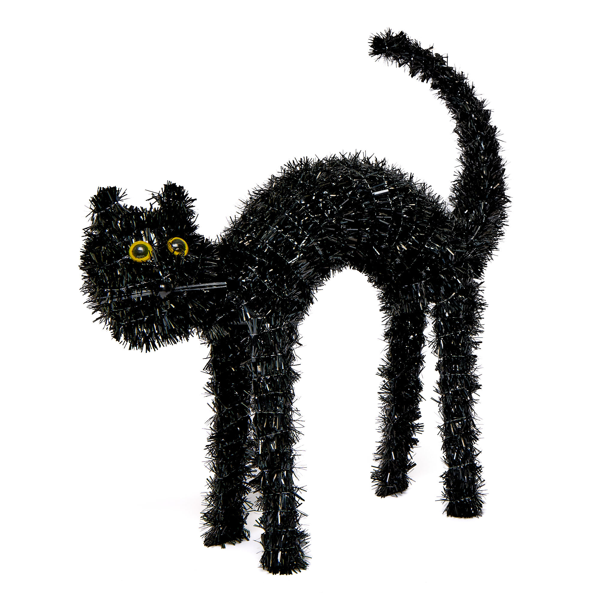 Tinsel Black Cat Decoration