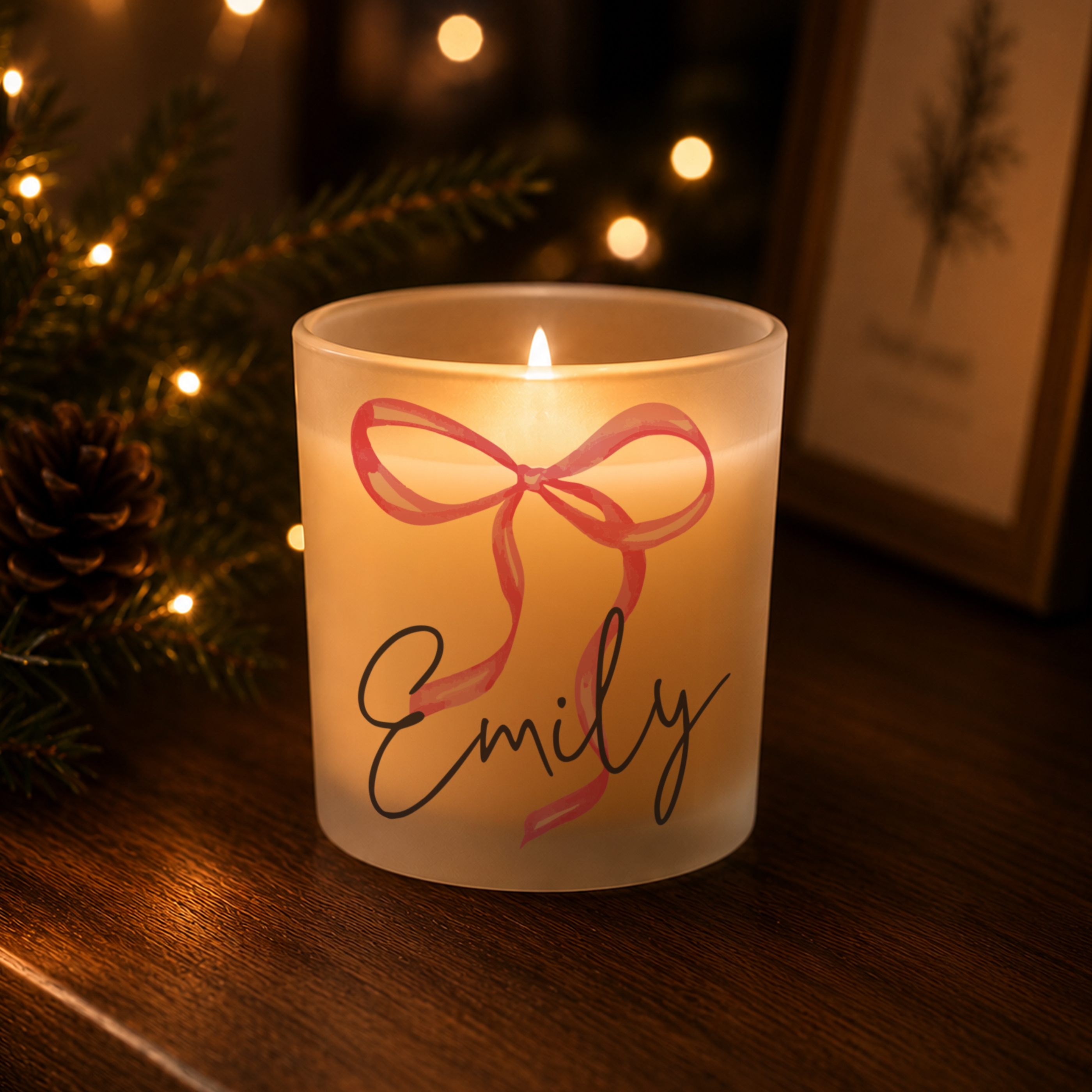 Personalised Pink Bow Candle Jar