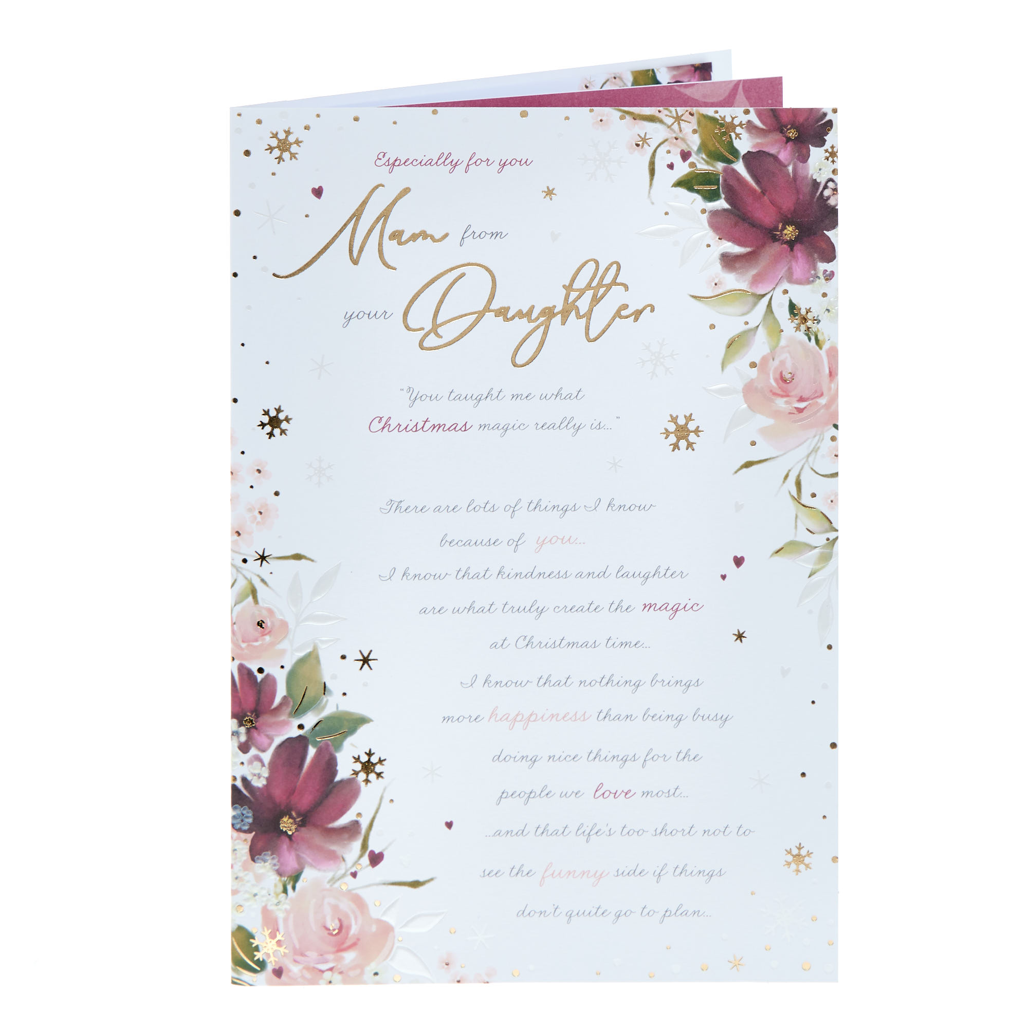 Mam From Daughter Floral Verse Christmas Card